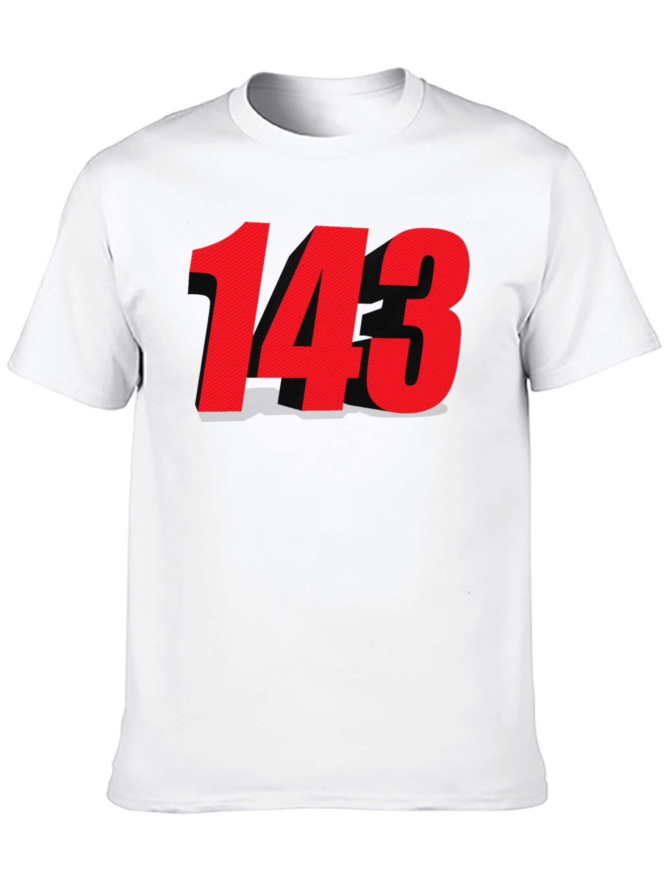 Black T-shirt with Bold Red 143 Design
