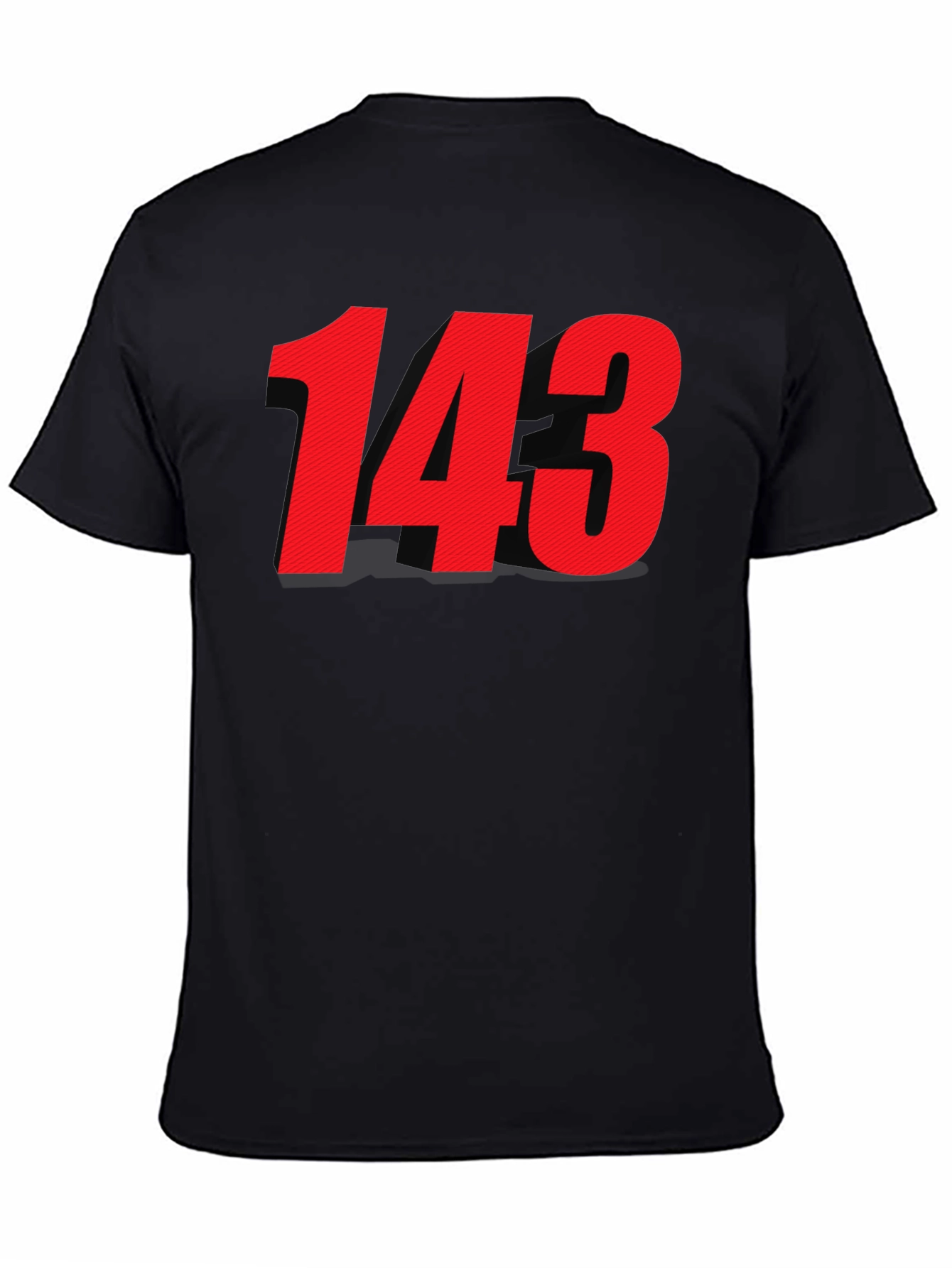 Black T-shirt with Bold Red 143 Design