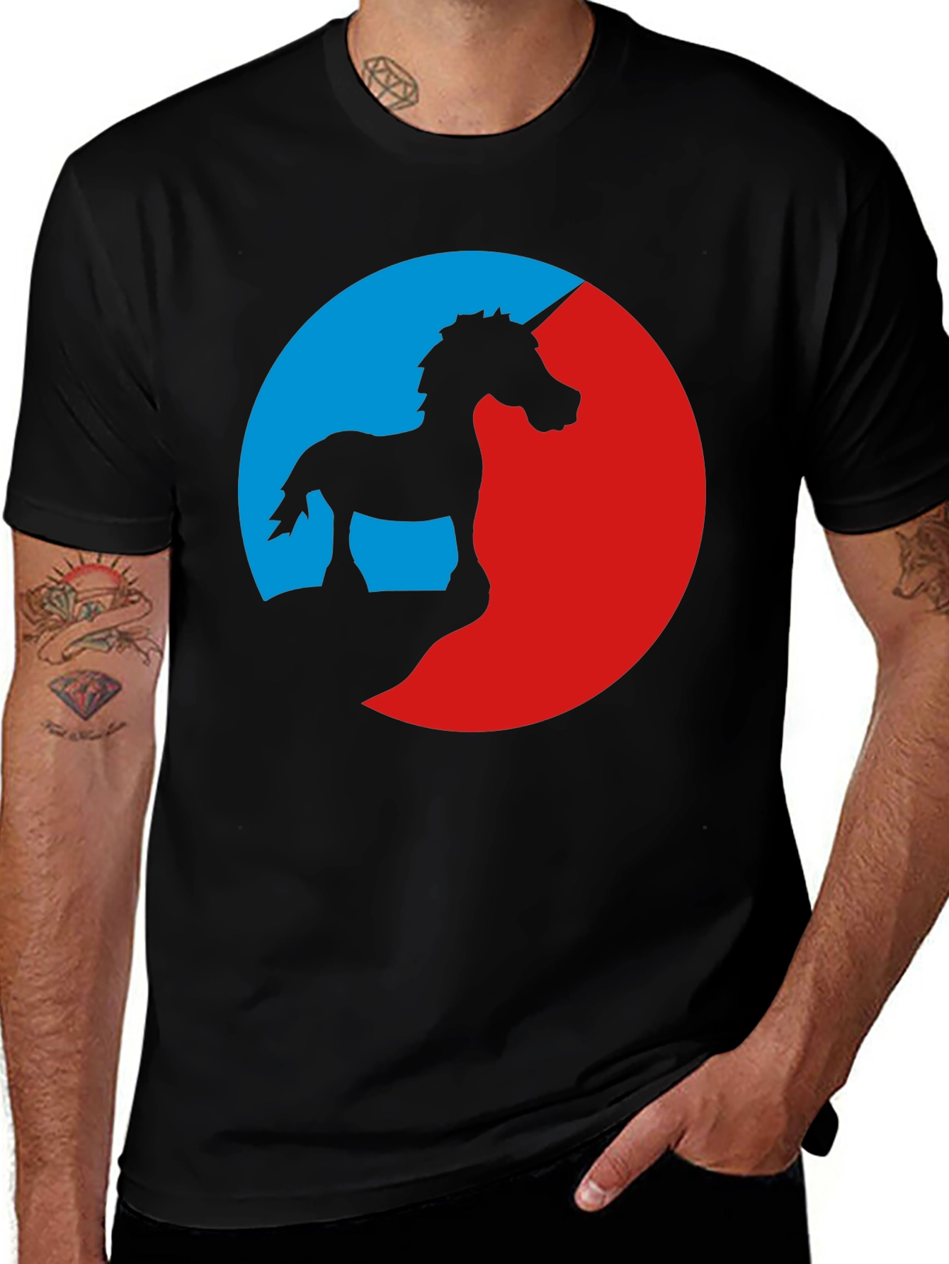Unicorn Silhouette Graphic Tee - Black