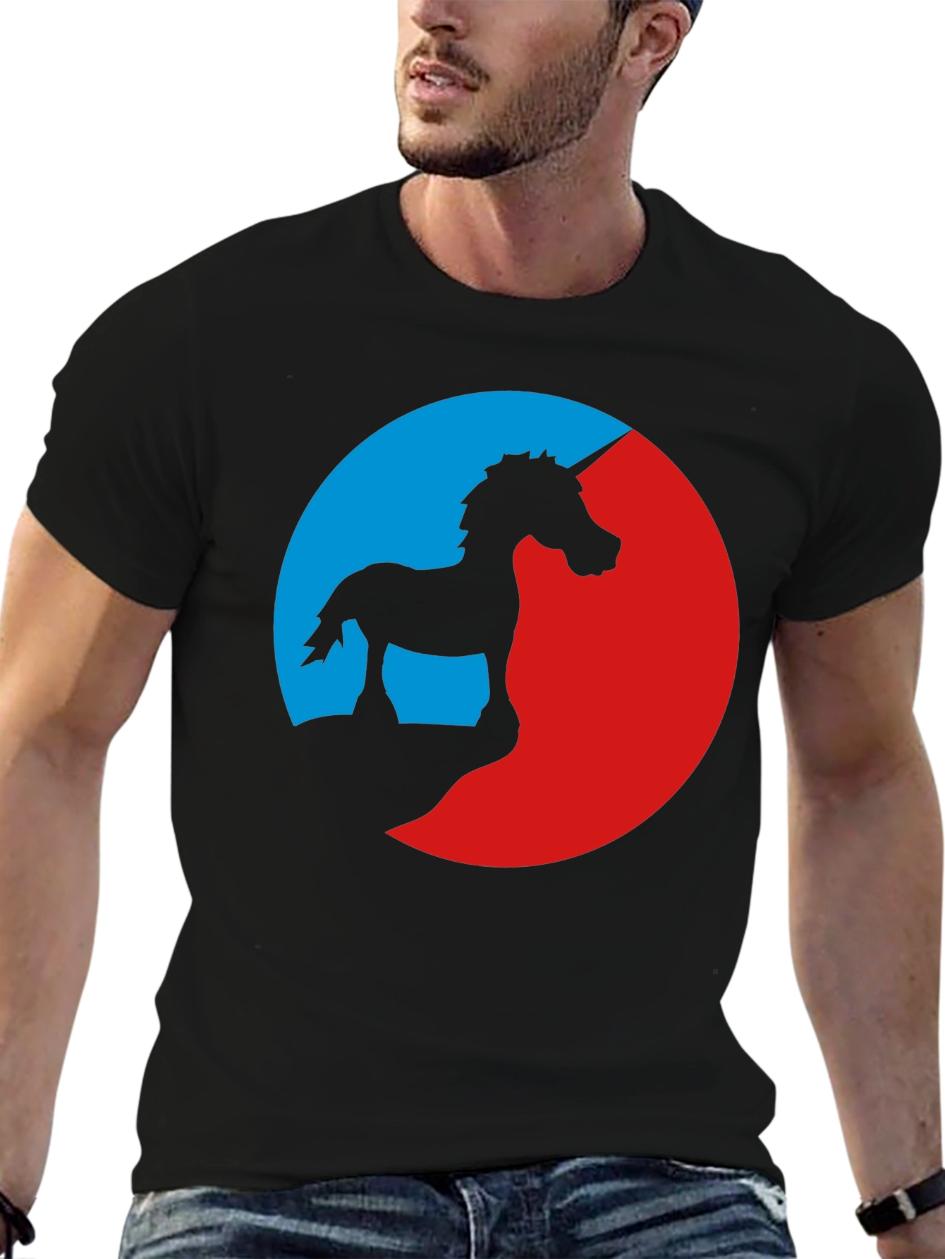 Unicorn Silhouette Graphic Tee - Black