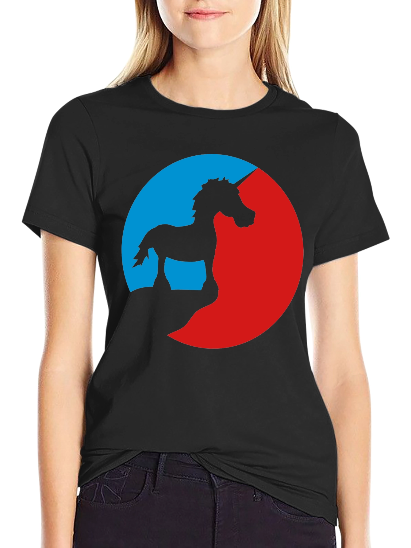 Unicorn Silhouette Graphic Tee - Black