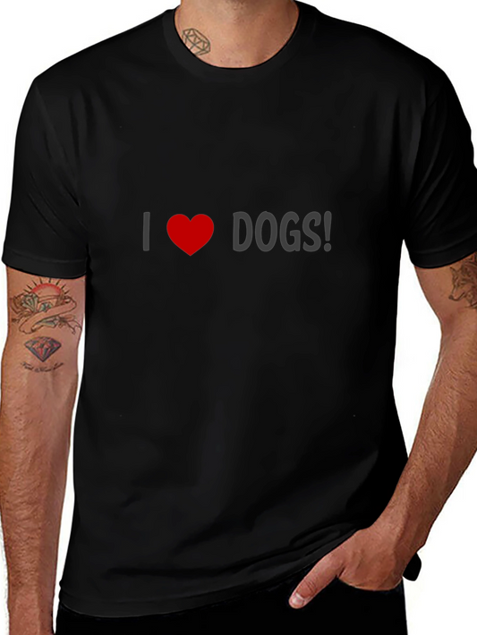 I Love Dogs T-Shirt - Black Crew Neck