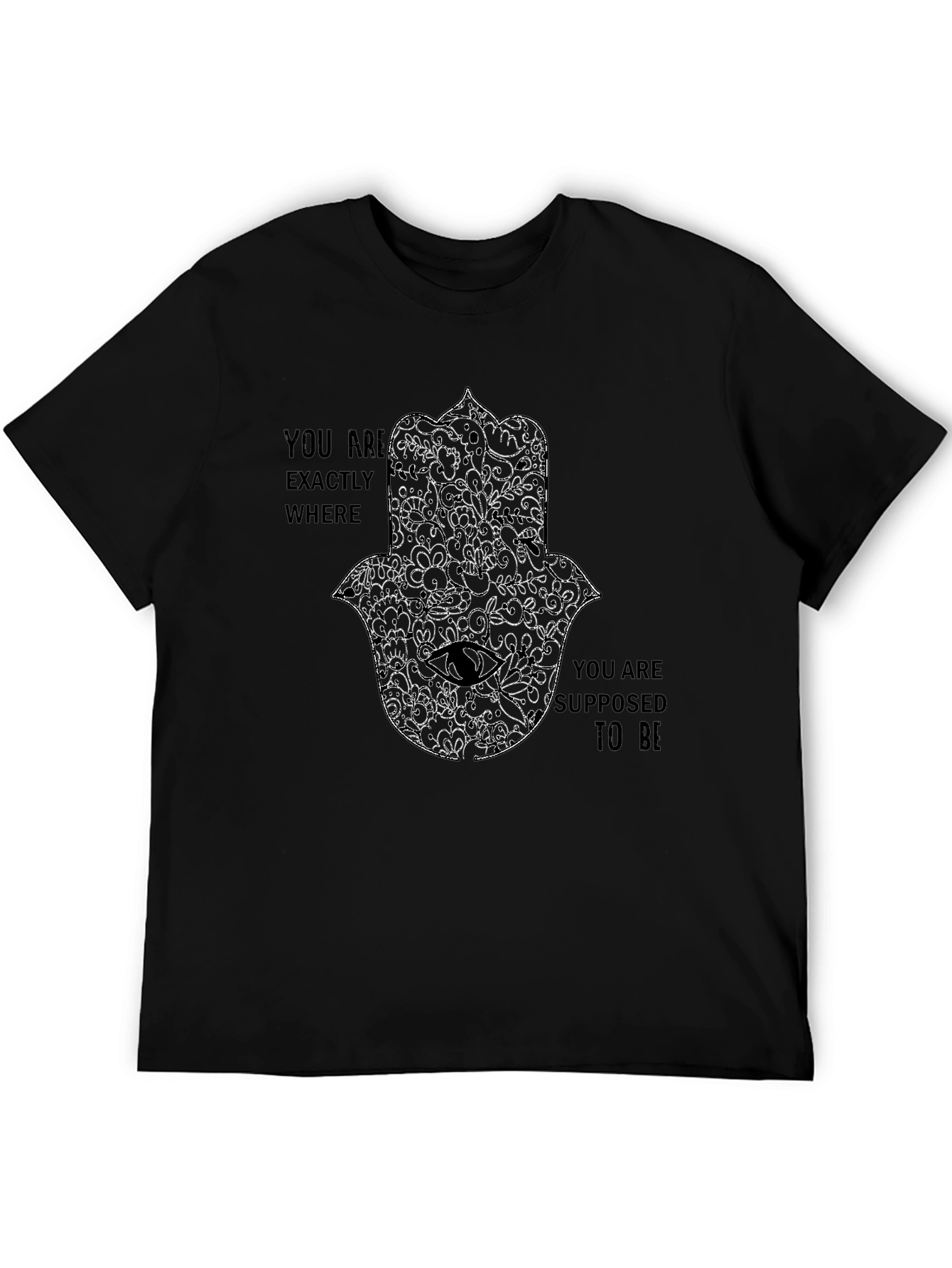 Mens Black Graphic Tee - Hamsa Hand Design
