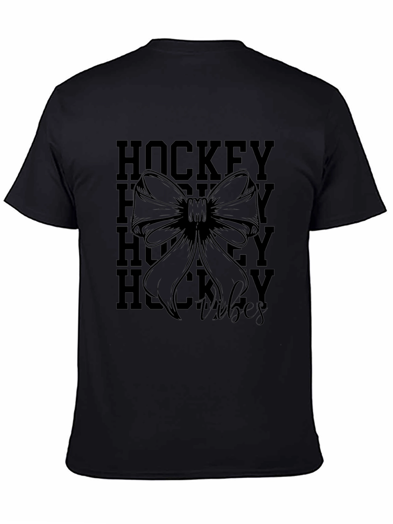 Hockey Vibes Graphic Tee - Black Cotton