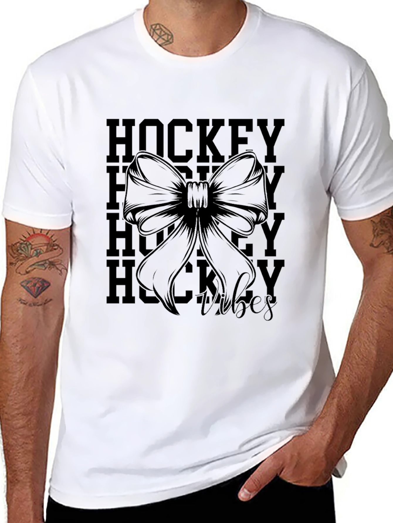 Hockey Vibes Graphic Tee - Black Cotton