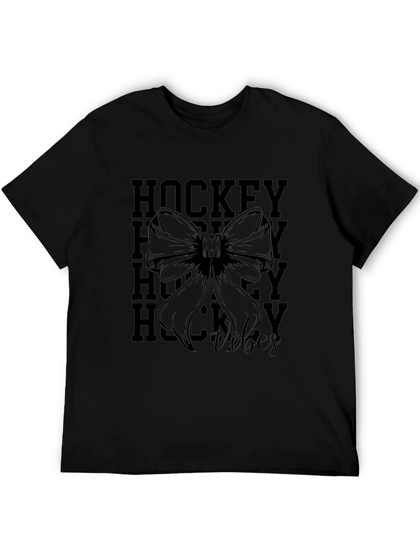 Hockey Vibes Graphic Tee - Black Cotton
