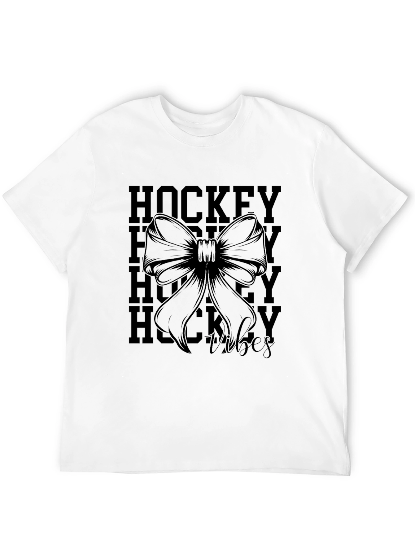 Hockey Vibes Graphic Tee - Black Cotton