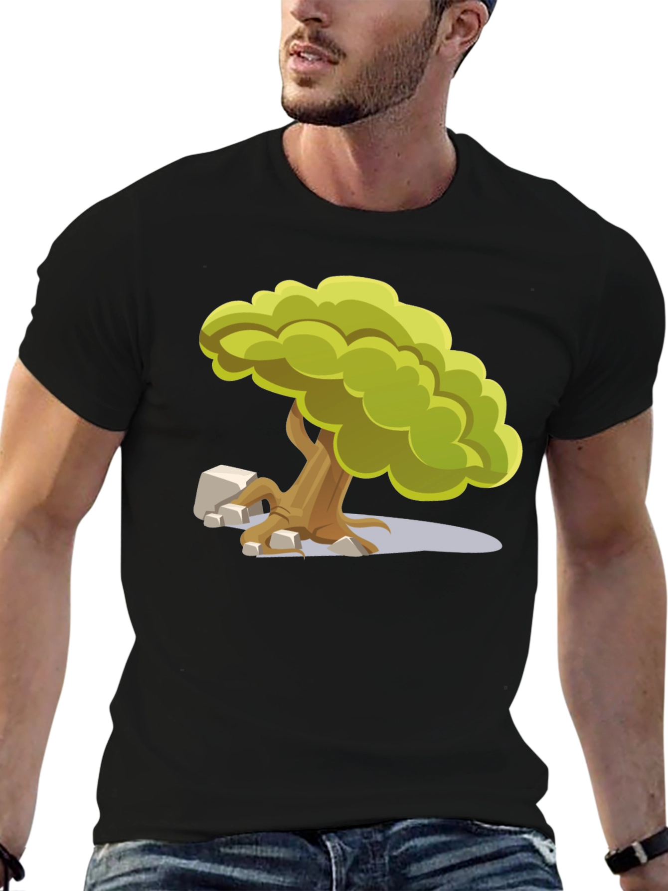 Cartoon Tree Graphic Tee - Unique Nature Design