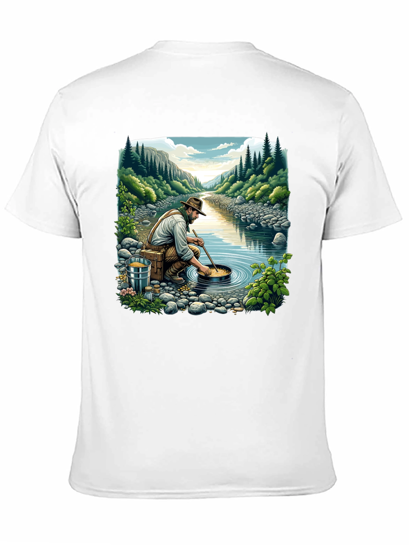 Gold Panning Graphic Tee - Nature Adventure Shirt