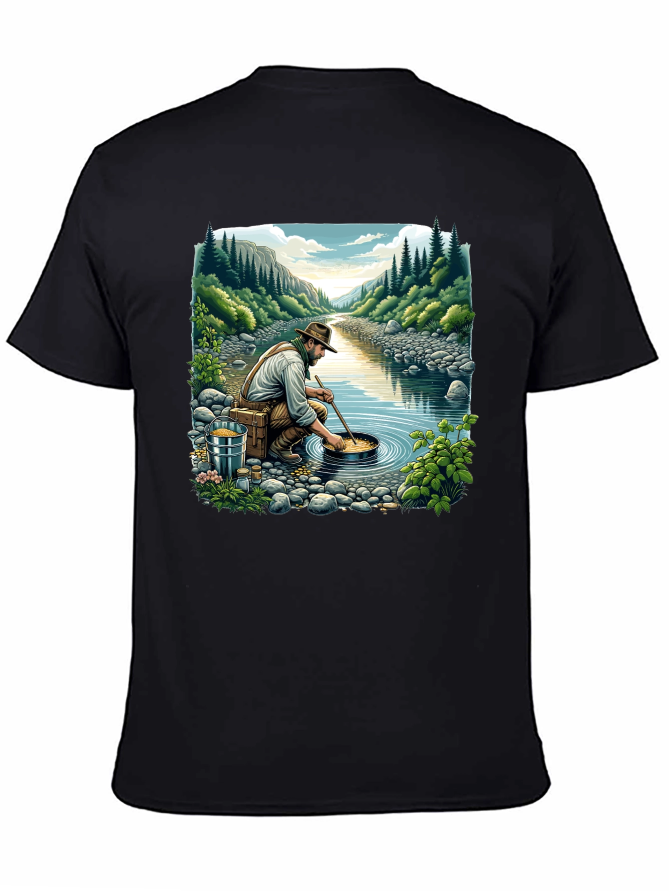 Gold Panning Graphic Tee - Nature Adventure Shirt