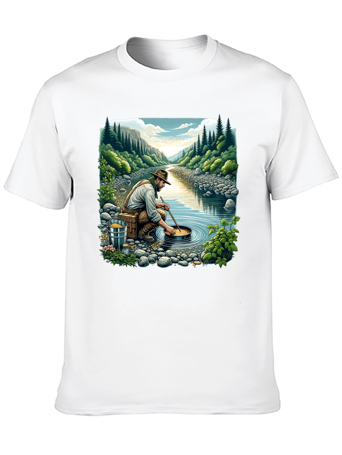 Gold Panning Graphic Tee - Nature Adventure Shirt