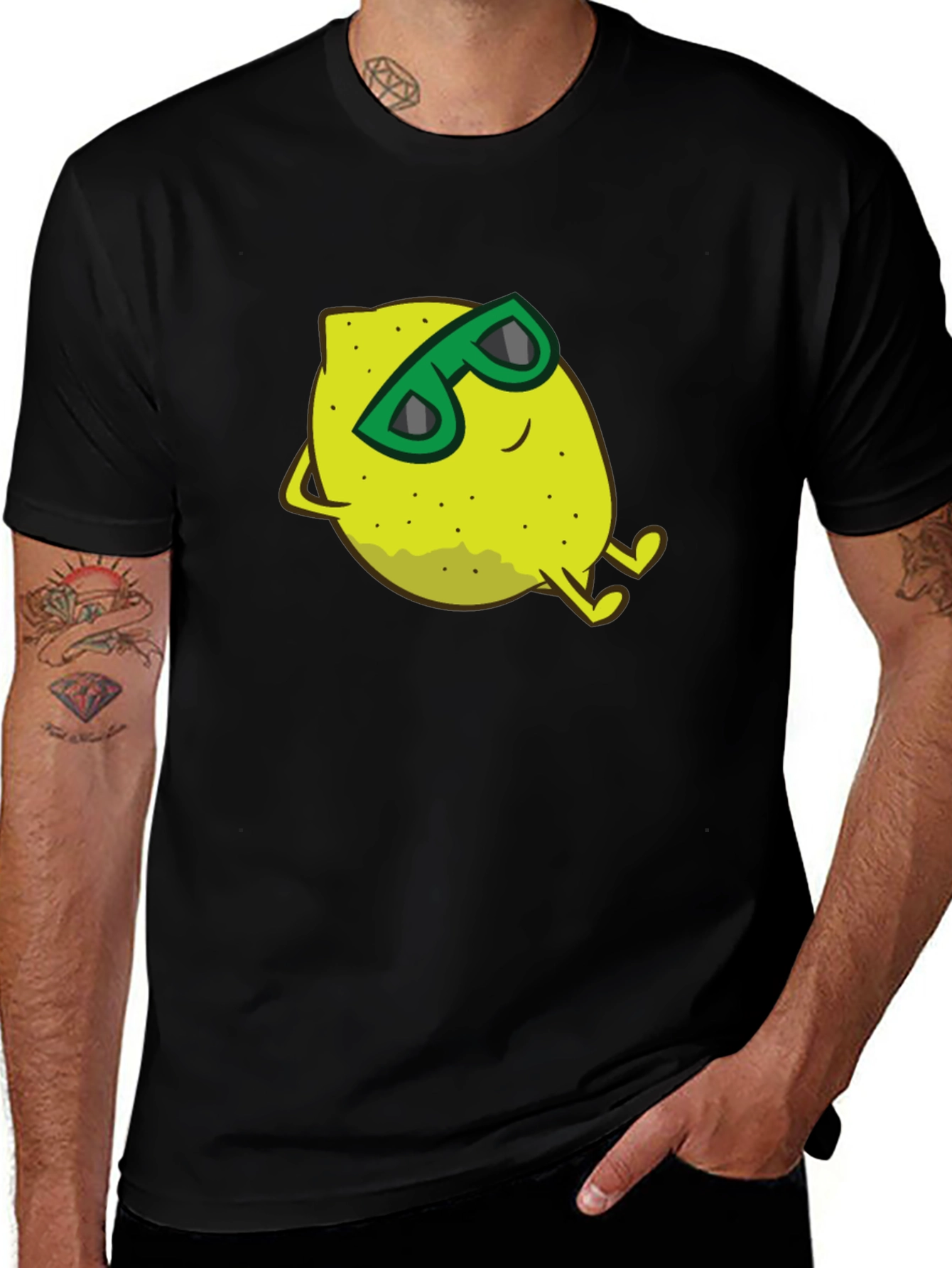 Cool Lemon Graphic Tee - Black Cotton T-Shirt