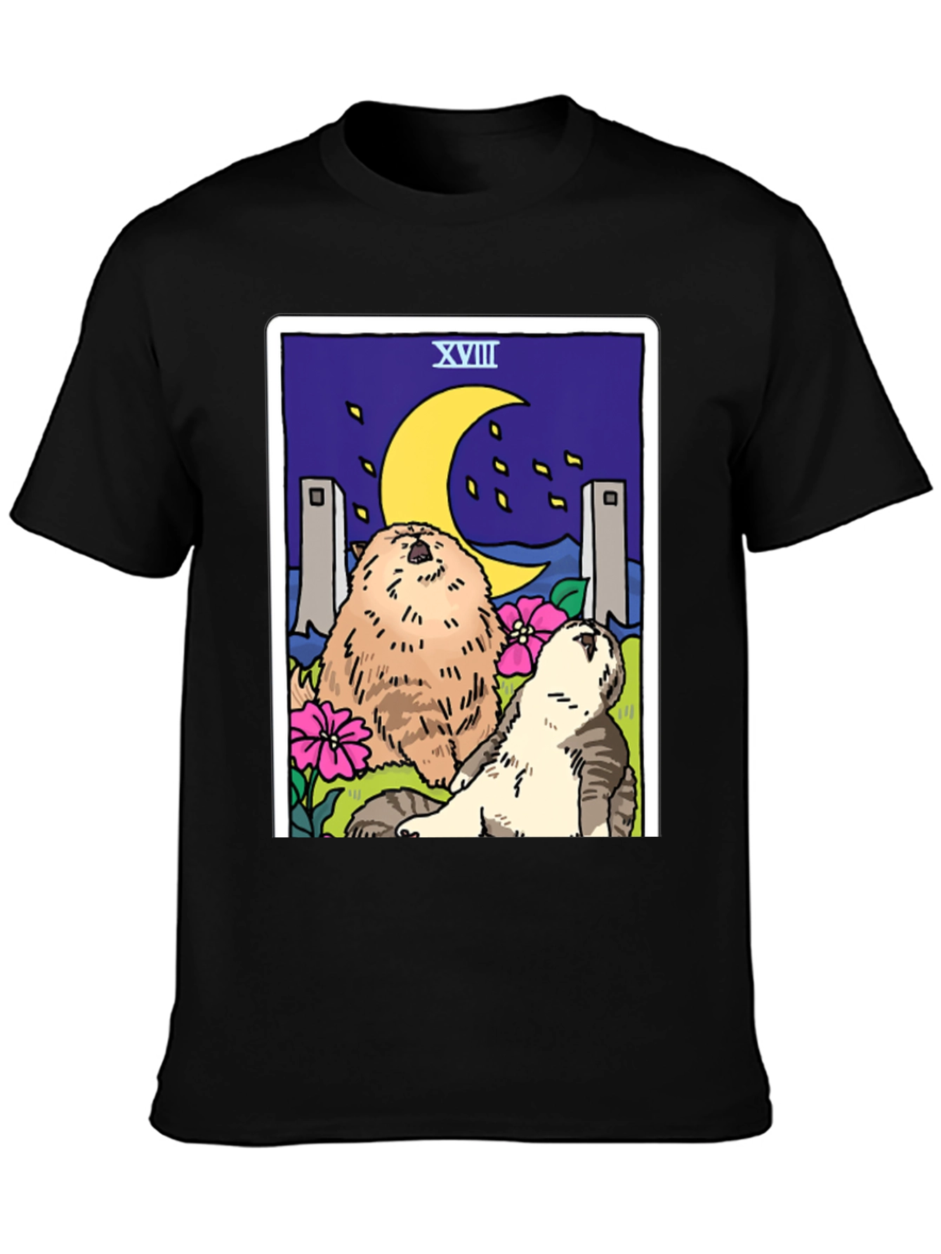 Moon Tarot Card Cats Graphic T-Shirt