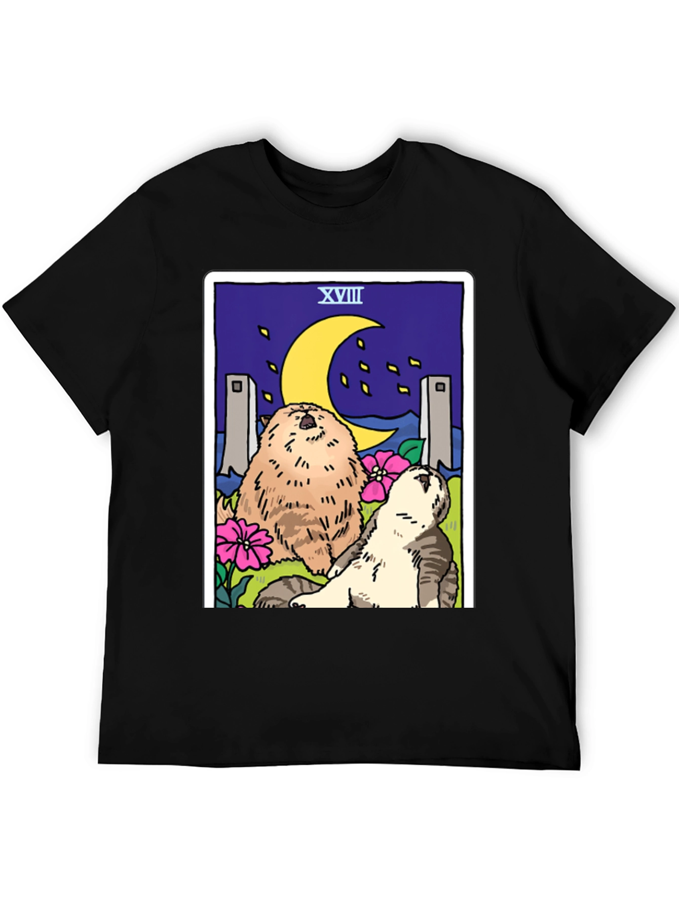 Moon Tarot Card Cats Graphic T-Shirt