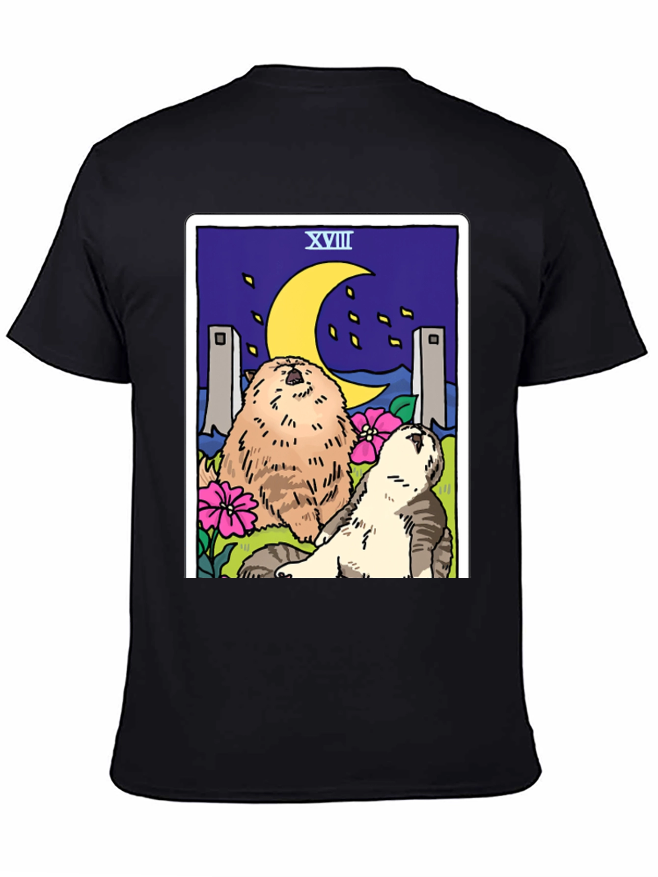 Moon Tarot Card Cats Graphic T-Shirt