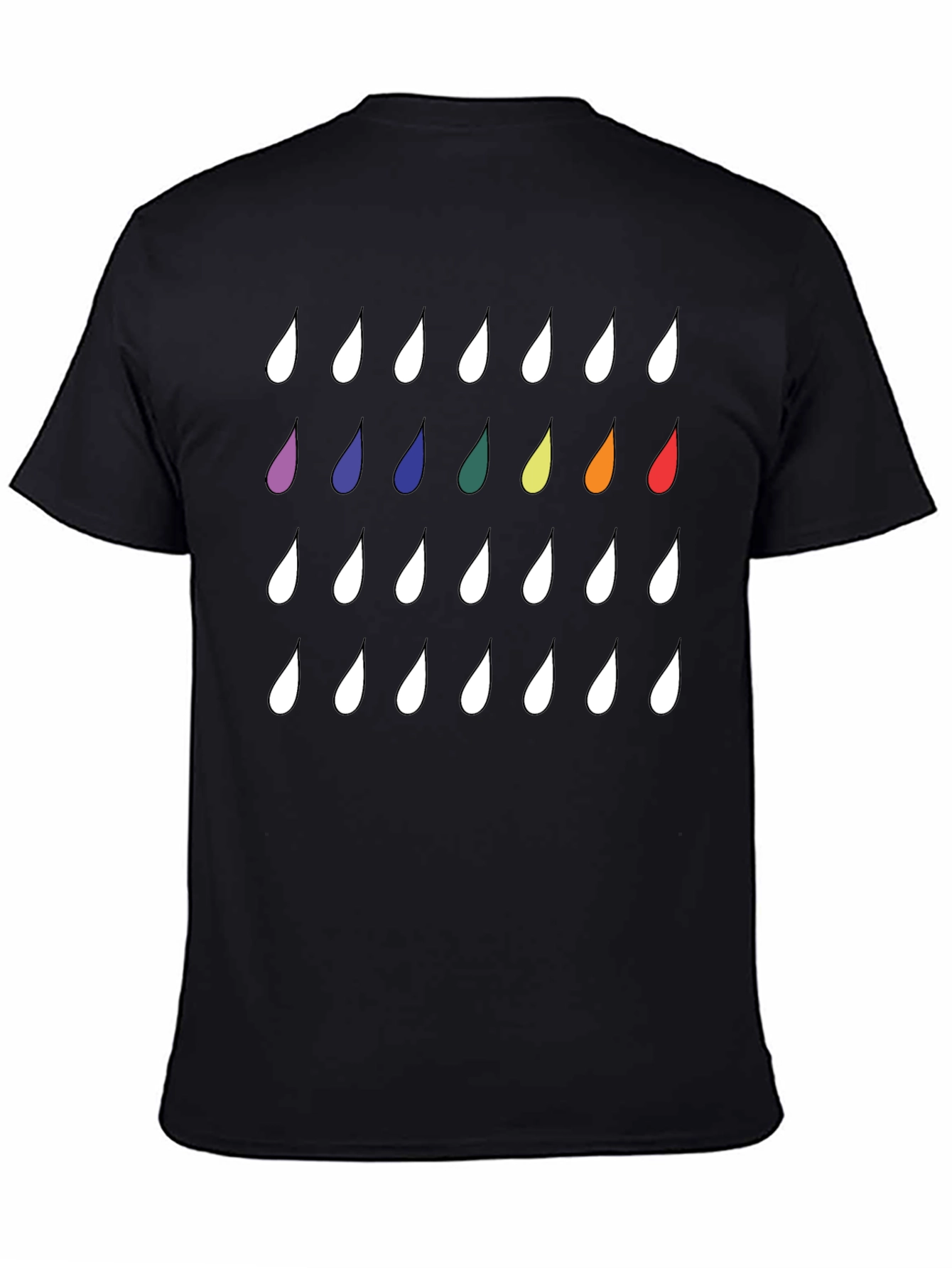 Rainbow Drops Black T-Shirt - Modern Casual Style