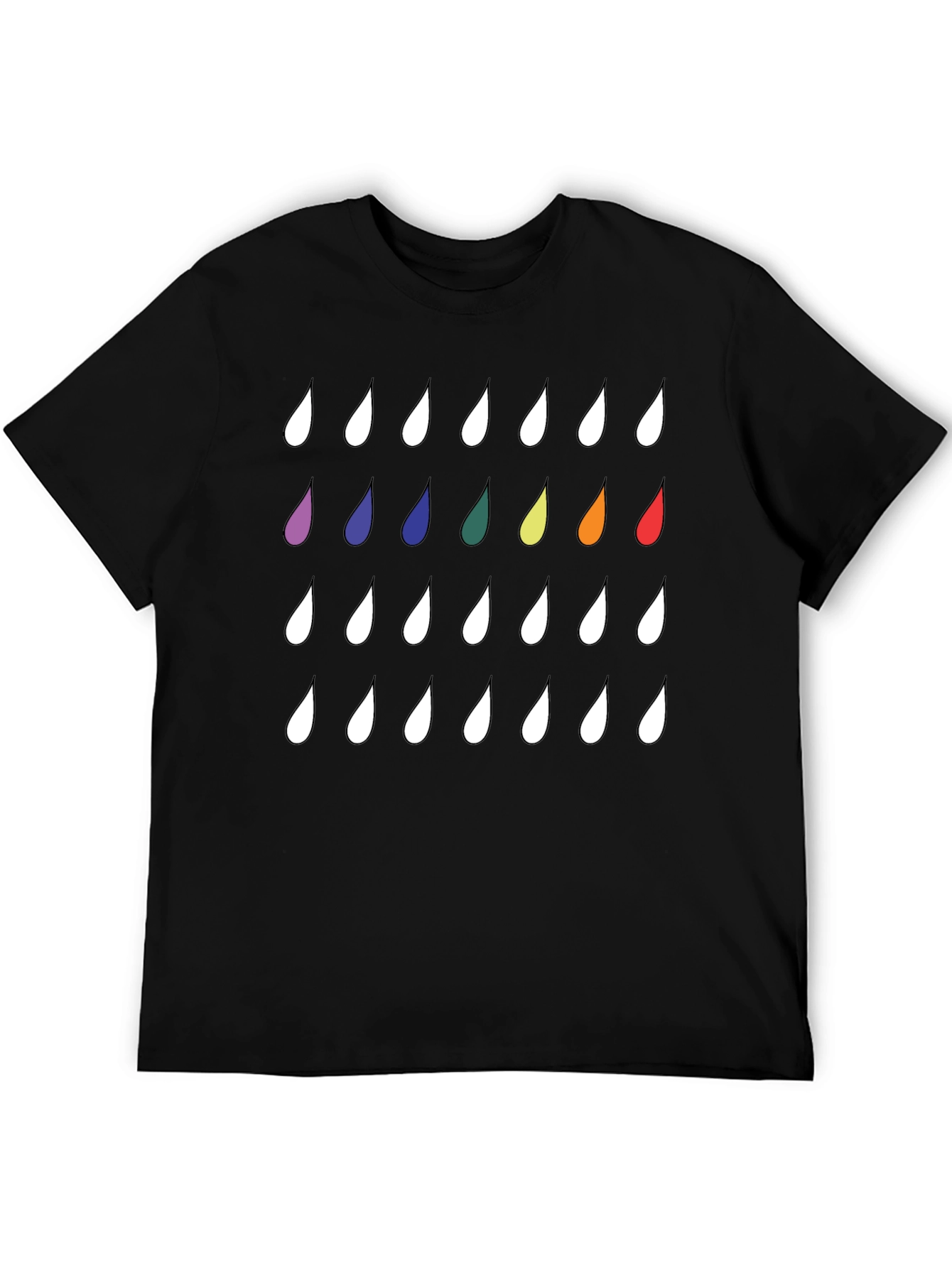 Rainbow Drops Black T-Shirt - Modern Casual Style