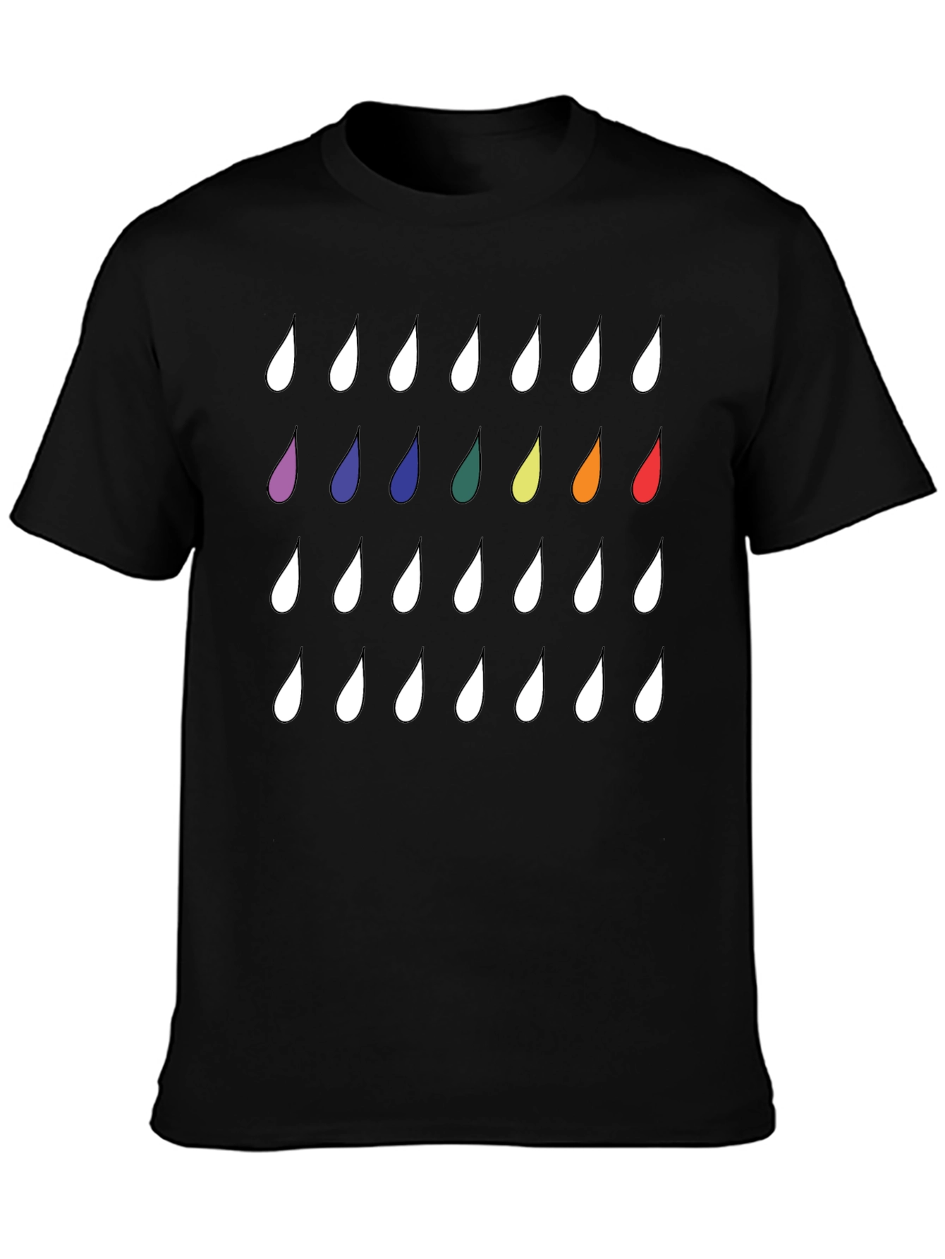 Rainbow Drops Black T-Shirt - Modern Casual Style