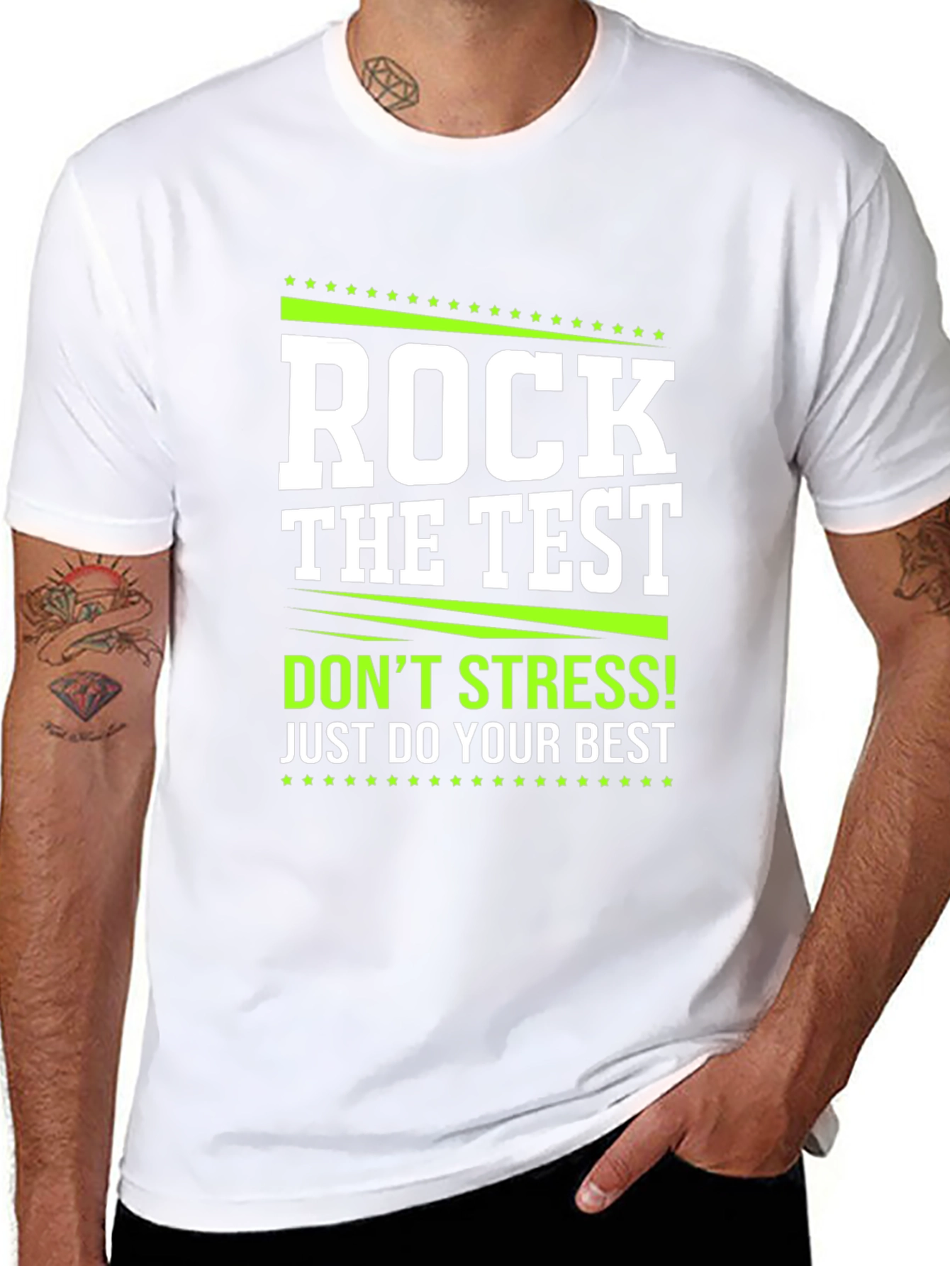 Rock the Test Graphic Tee - Dont Stress!