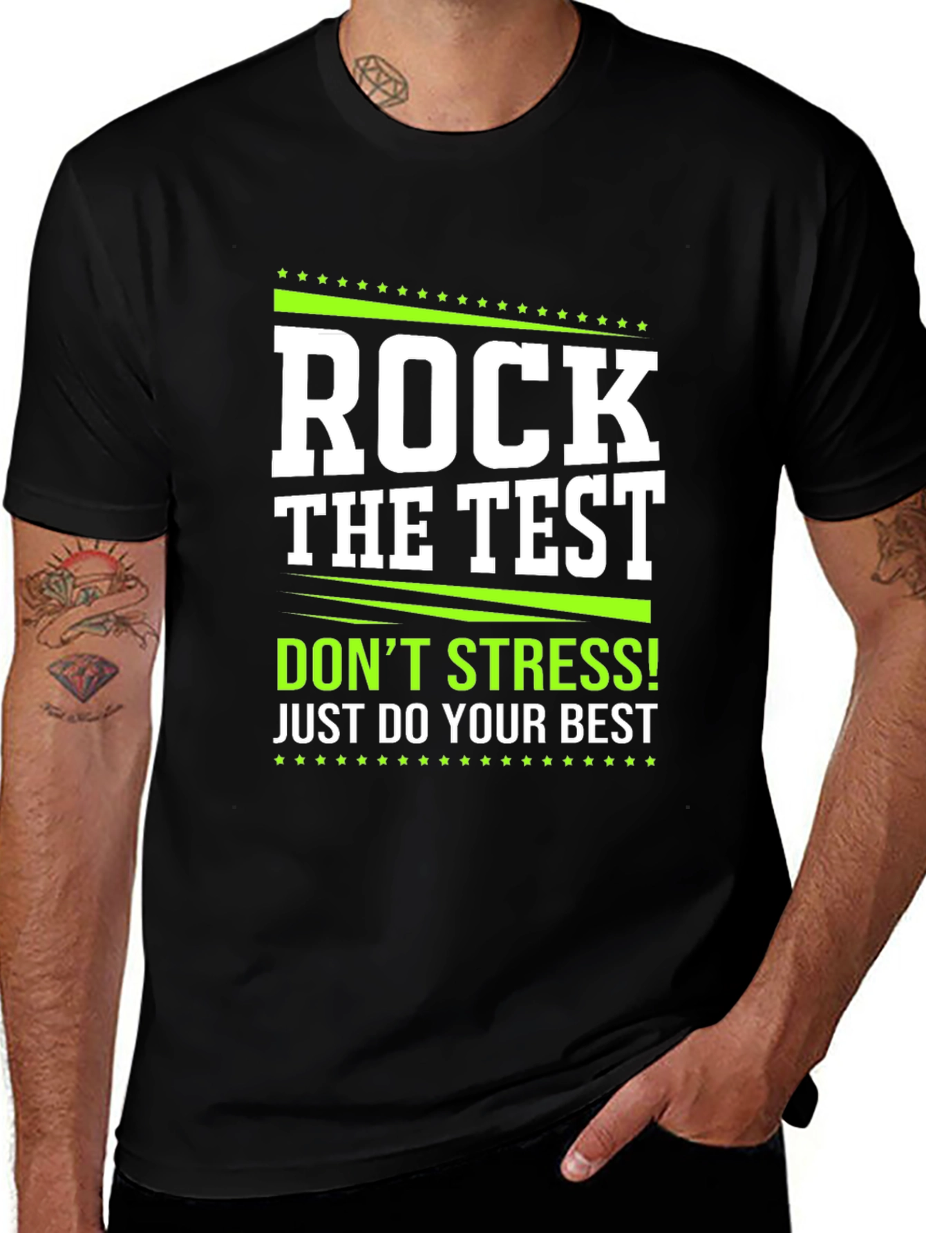 Rock the Test Graphic Tee - Dont Stress!