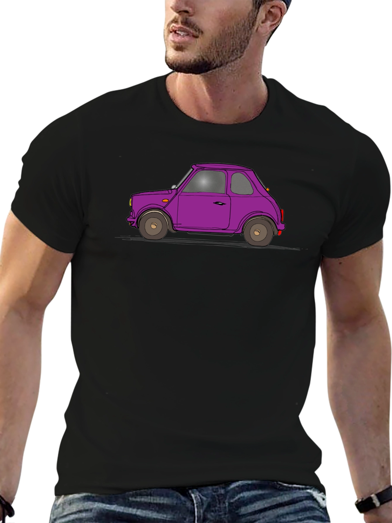 Purple Car Graphic Tee - Classic Automotive Style
