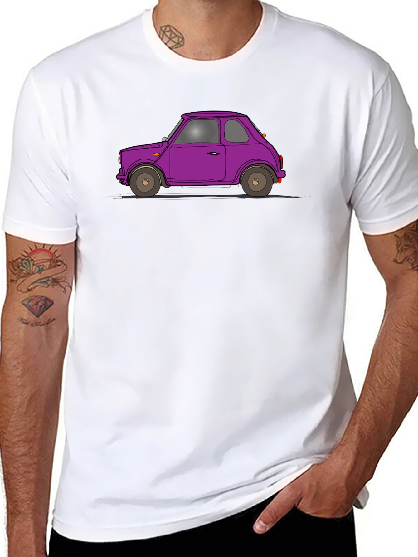 Purple Car Graphic Tee - Classic Automotive Style
