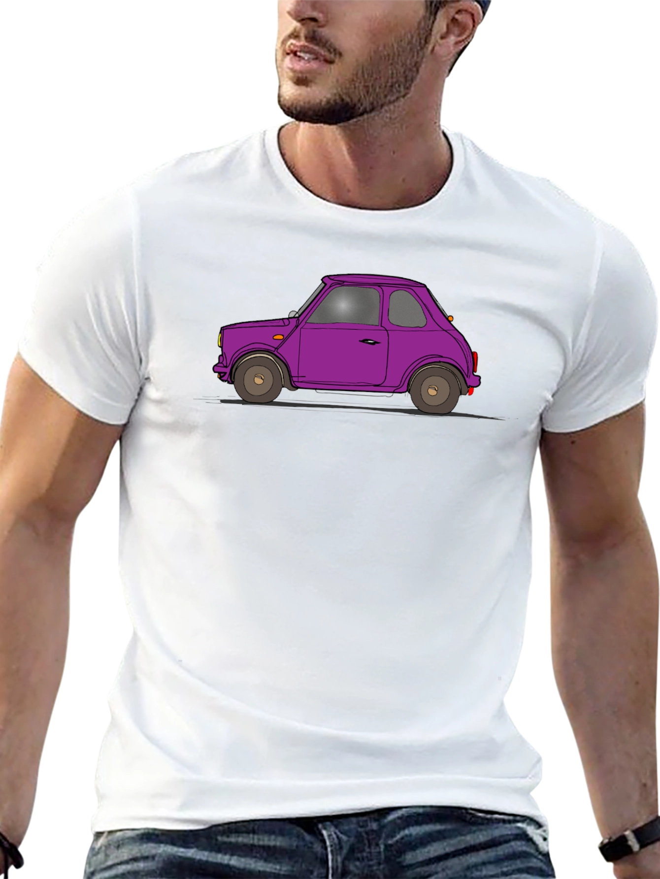 Purple Car Graphic Tee - Classic Automotive Style