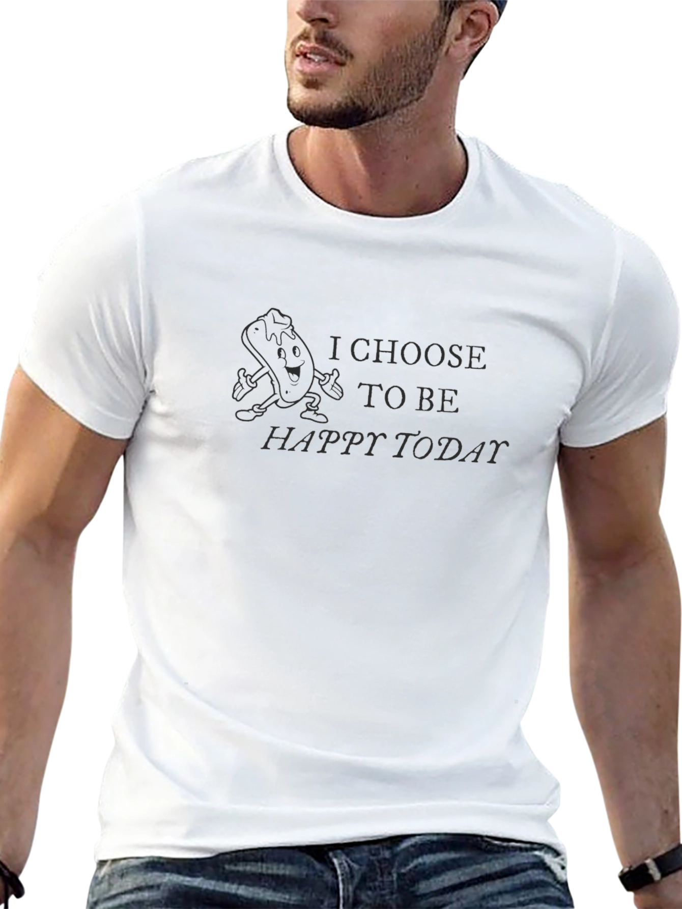 Choose Happy Today Black Graphic T-Shirt