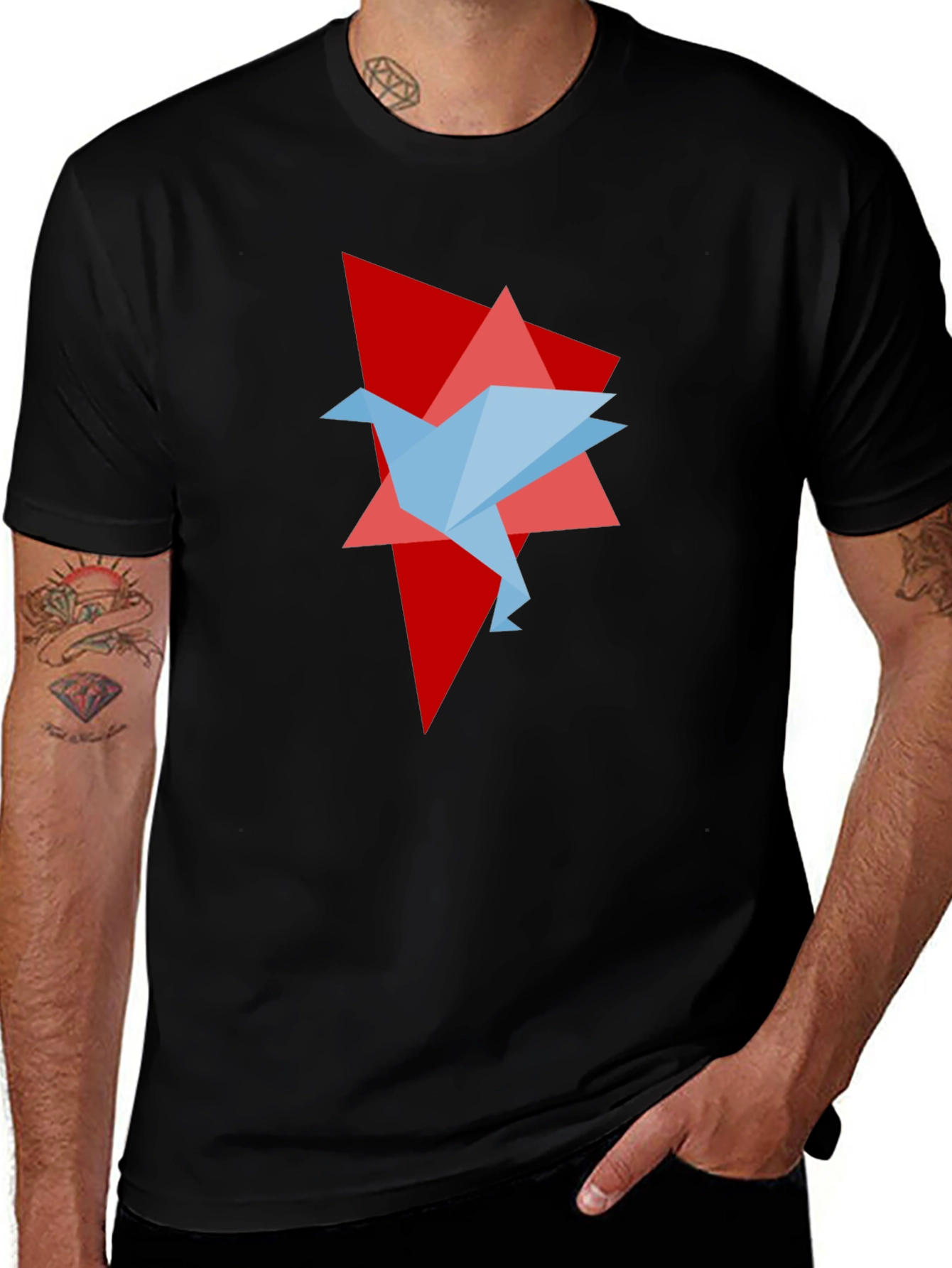Origami Bird Graphic Tee - Unique Design