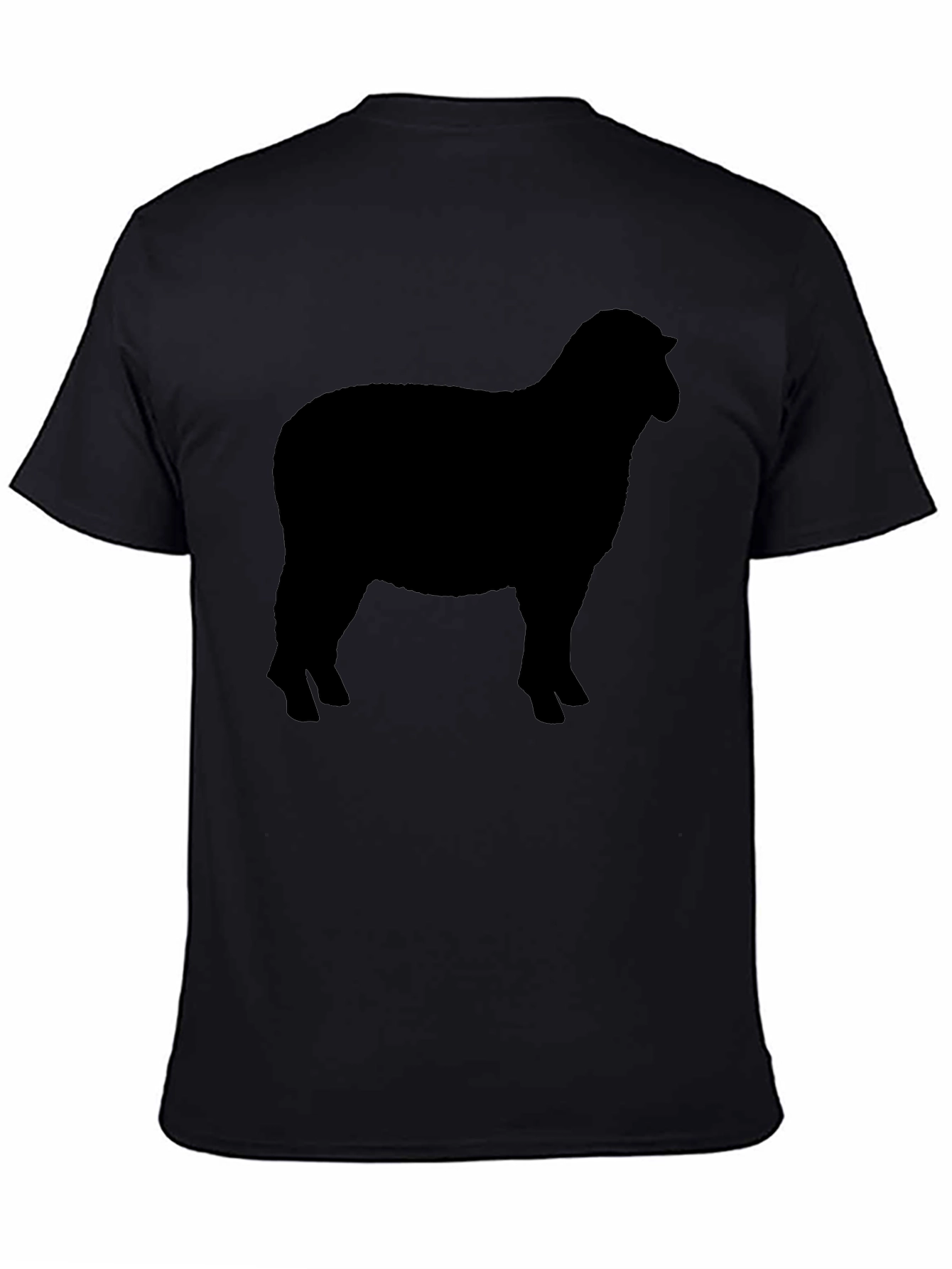 Sheep Silhouette Graphic Tee - Black Cotton T-Shirt