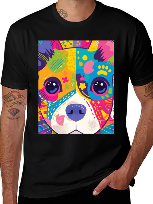 Vibrant Dog Graphic Tee - Pop Art Style