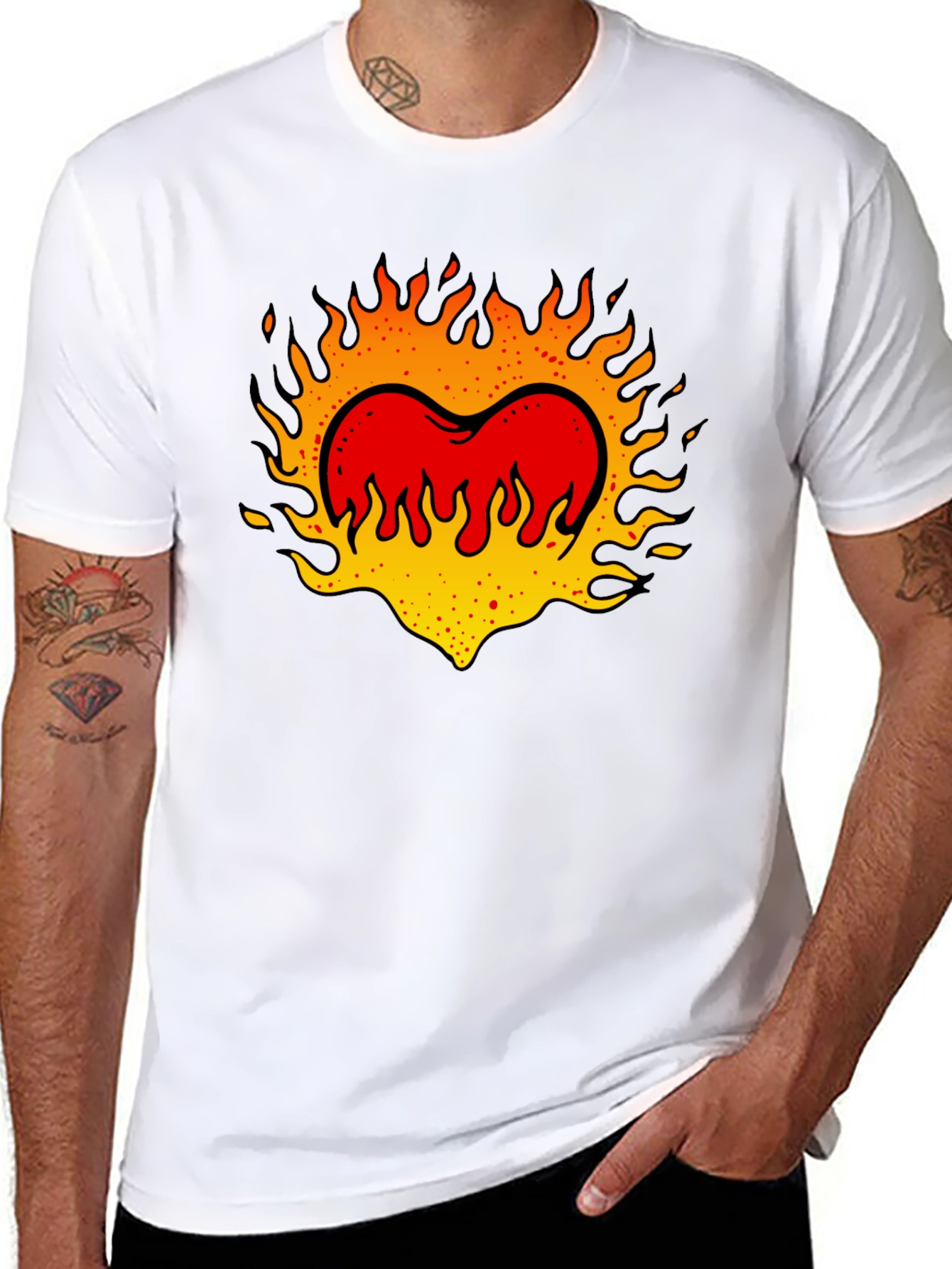 Flaming Heart Graphic Tee - Cool Casual Style