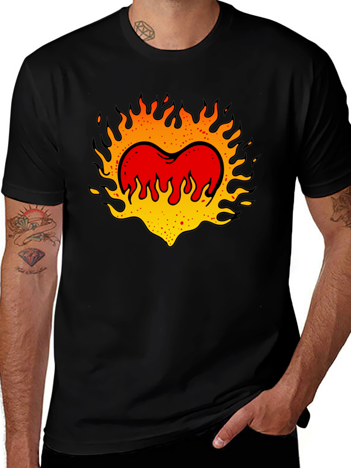 Flaming Heart Graphic Tee - Cool Casual Style