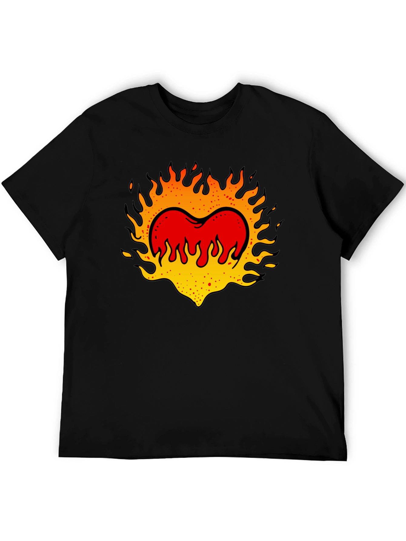 Flaming Heart Graphic Tee - Cool Casual Style