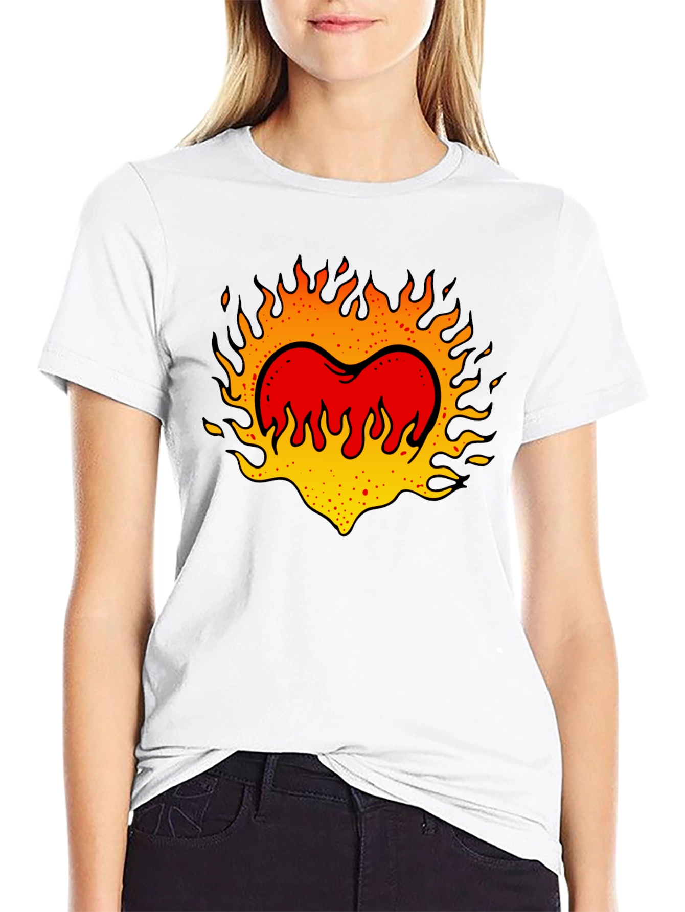 Flaming Heart Graphic Tee - Cool Casual Style