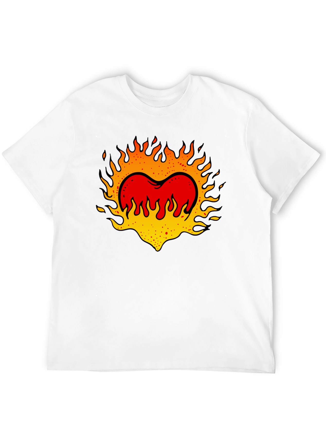Flaming Heart Graphic Tee - Cool Casual Style
