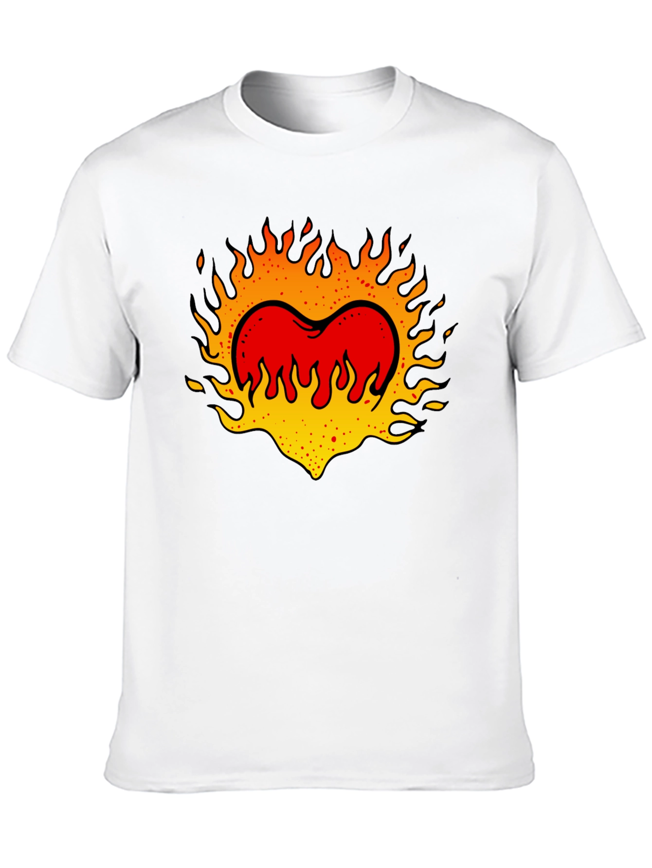 Flaming Heart Graphic Tee - Cool Casual Style