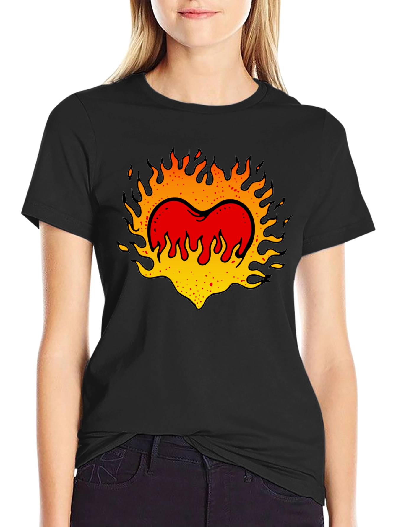 Flaming Heart Graphic Tee - Cool Casual Style