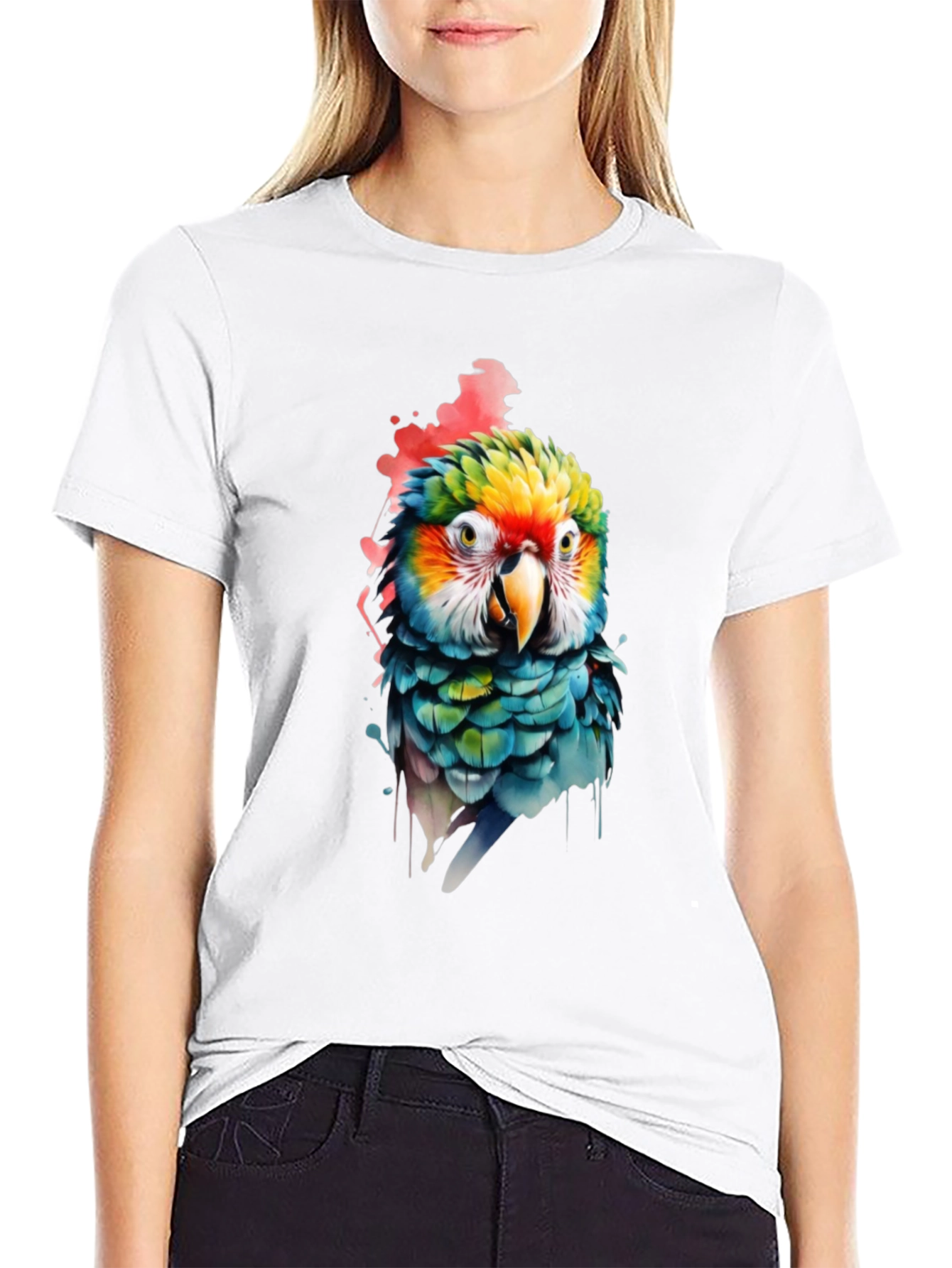 Parrot Graphic Print Black T-Shirt