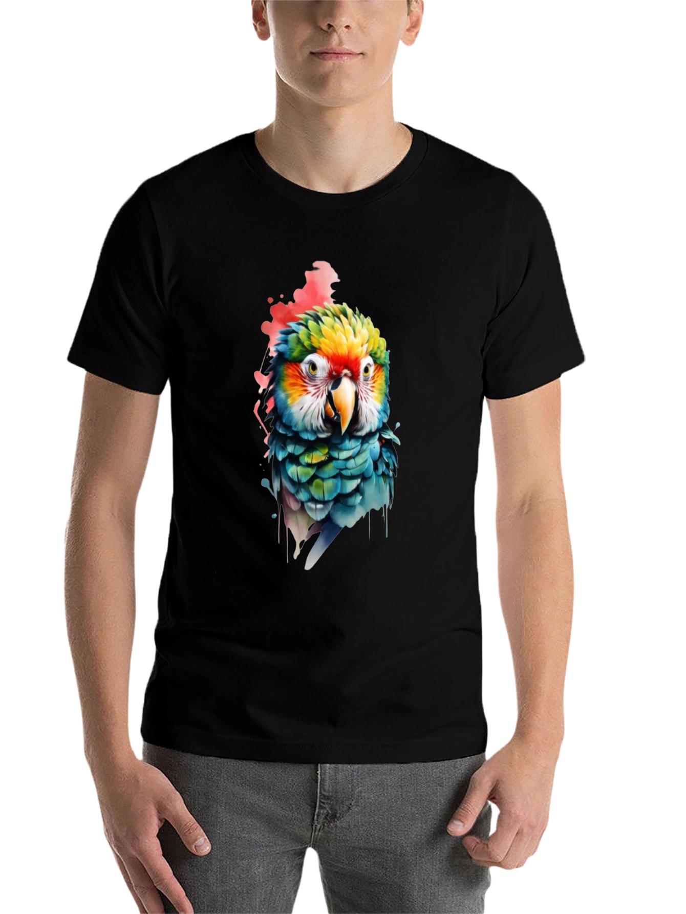 Parrot Graphic Print Black T-Shirt