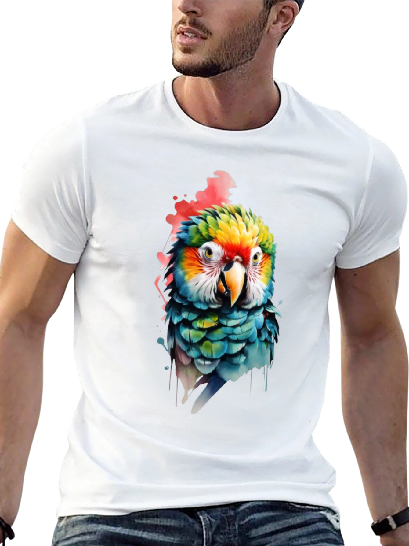 Parrot Graphic Print Black T-Shirt