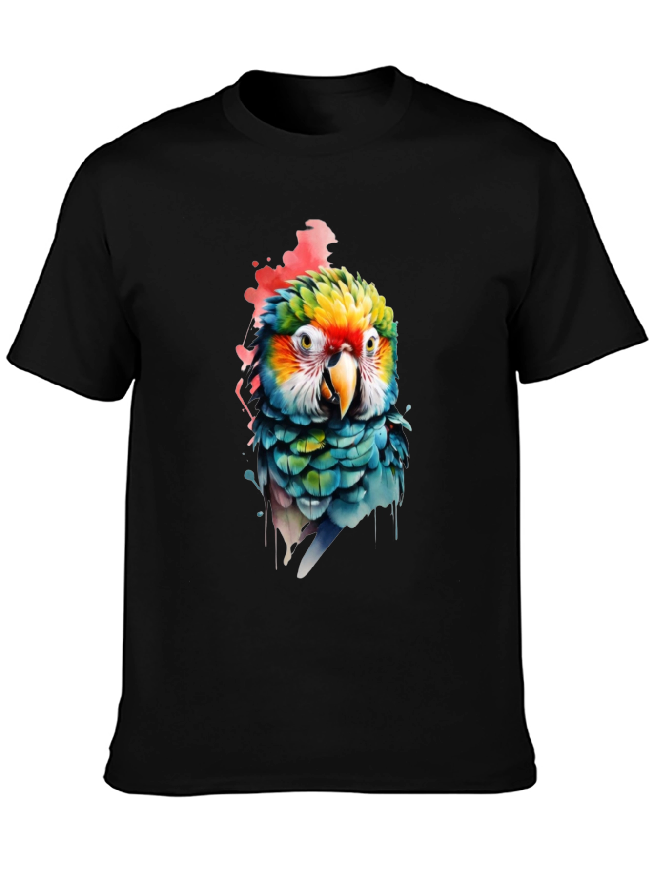 Parrot Graphic Print Black T-Shirt