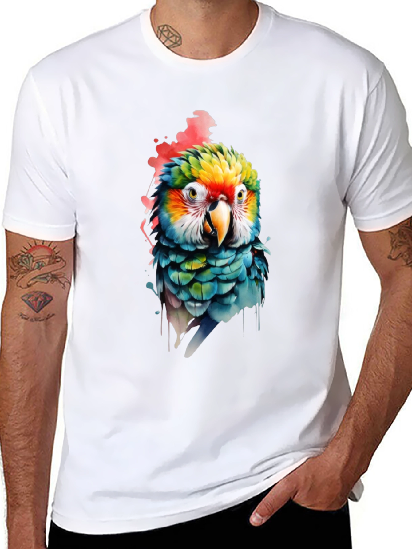 Parrot Graphic Print Black T-Shirt