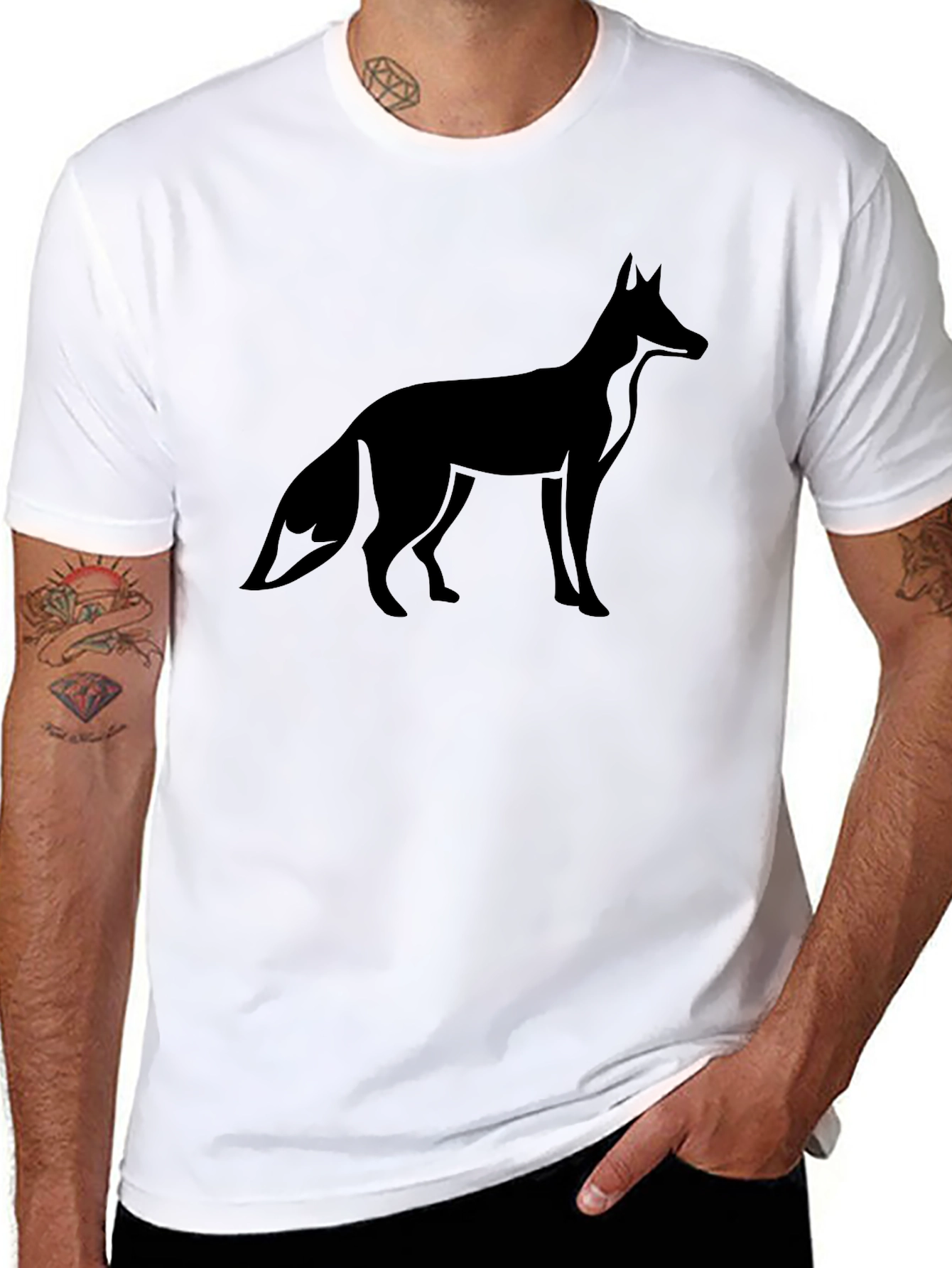 Black Fox Silhouette Graphic T-Shirt