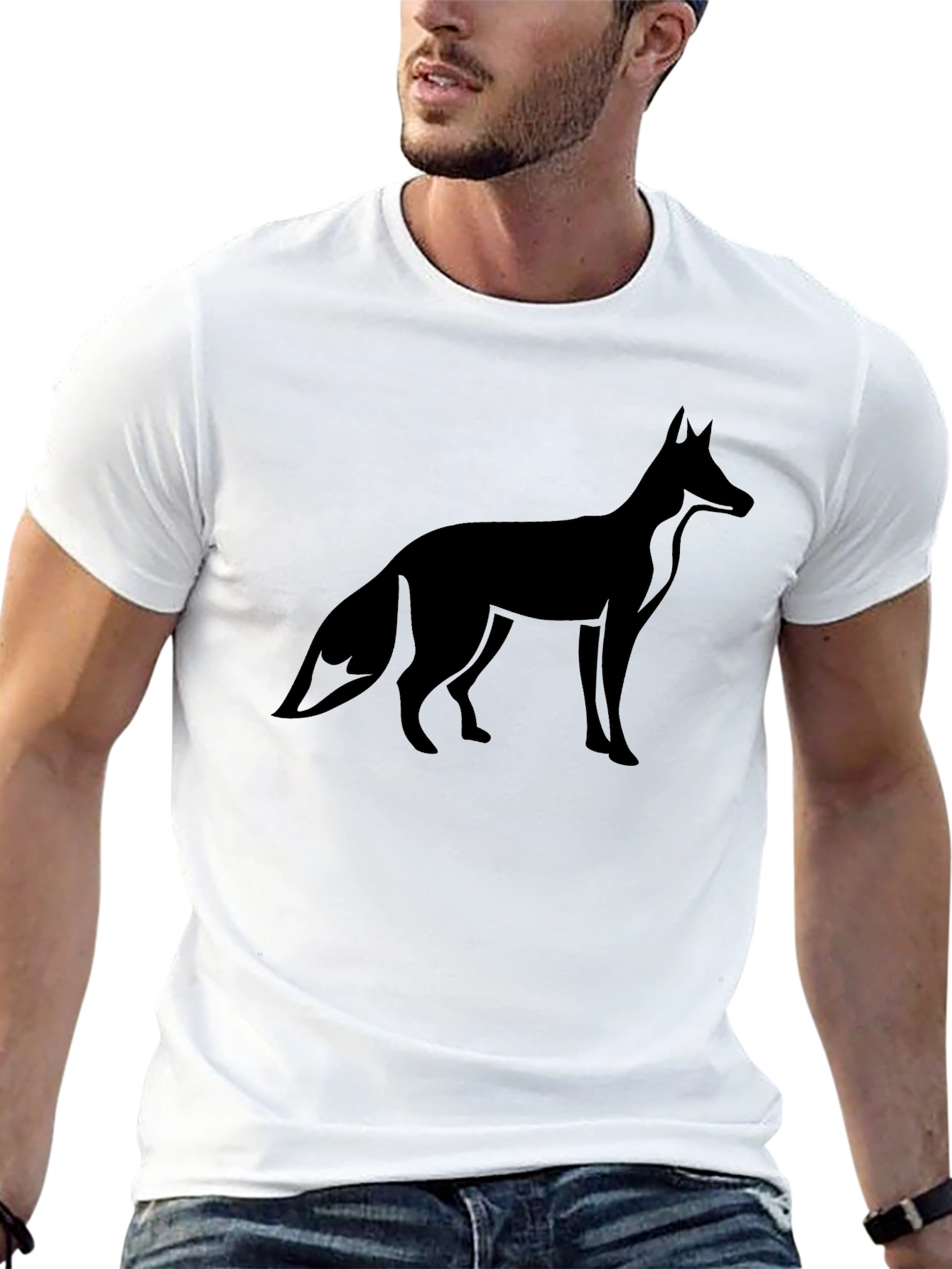 Black Fox Silhouette Graphic T-Shirt