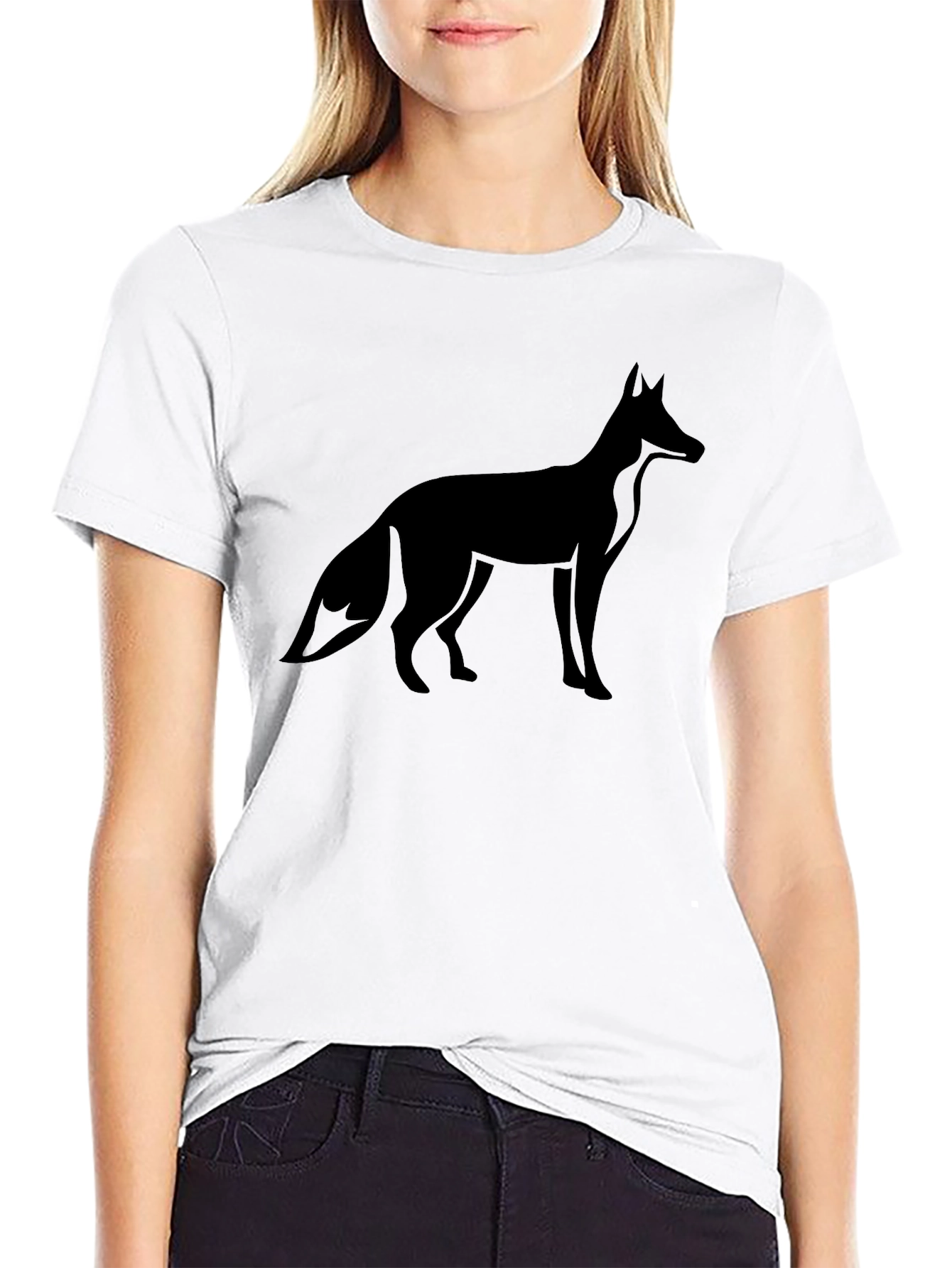 Black Fox Silhouette Graphic T-Shirt