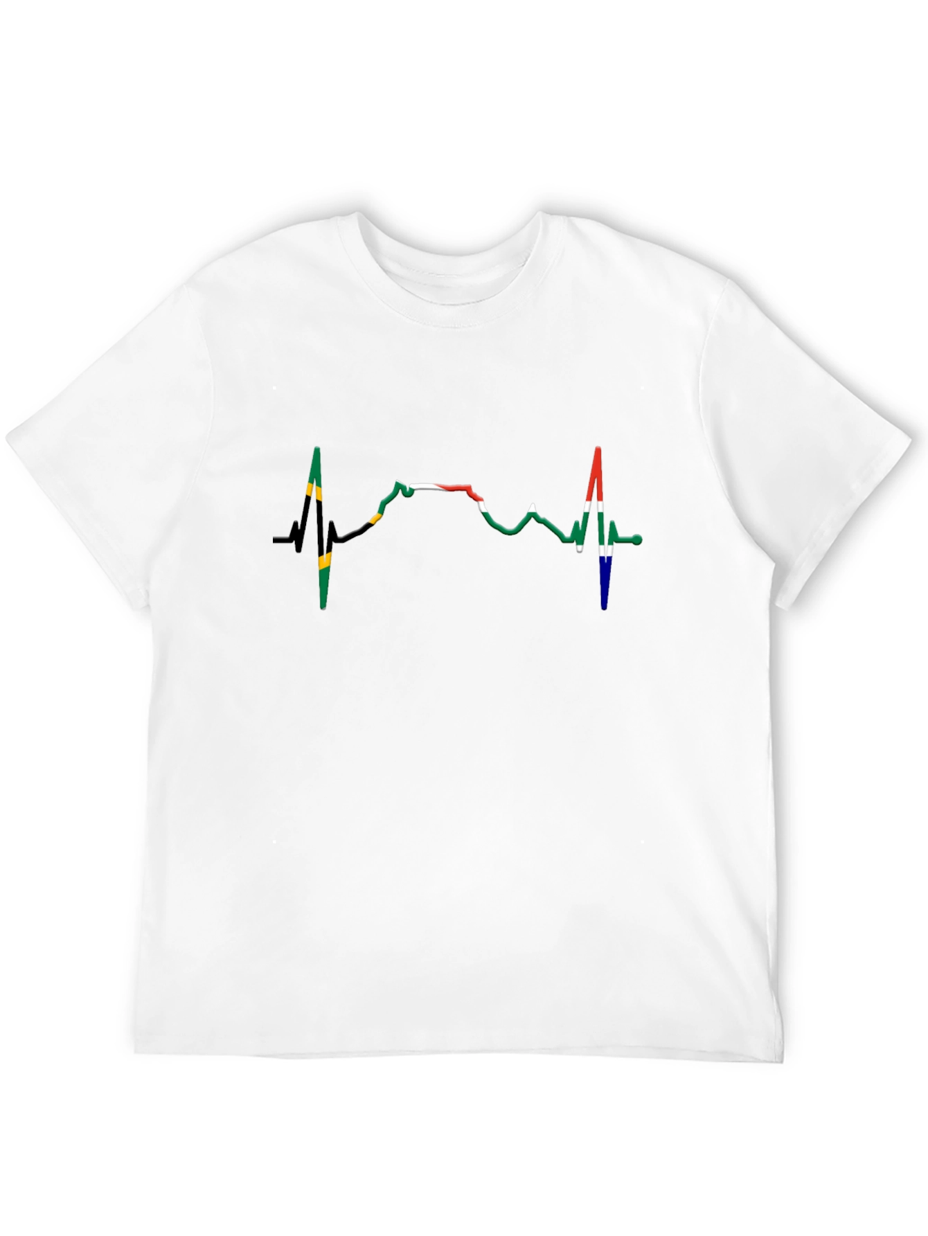 South Africa Heartbeat T-Shirt - Black Crew Neck Tee