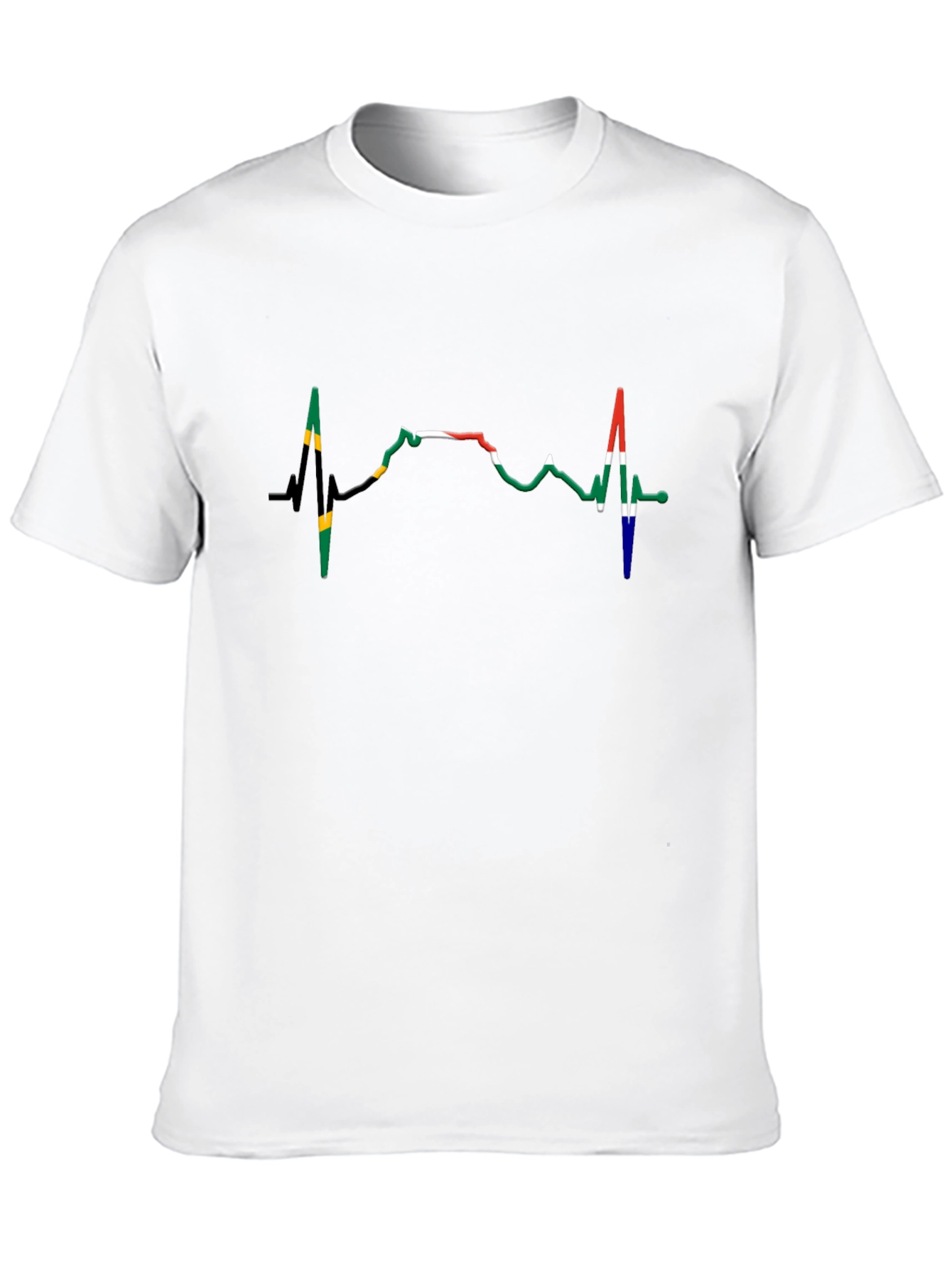 South Africa Heartbeat T-Shirt - Black Crew Neck Tee