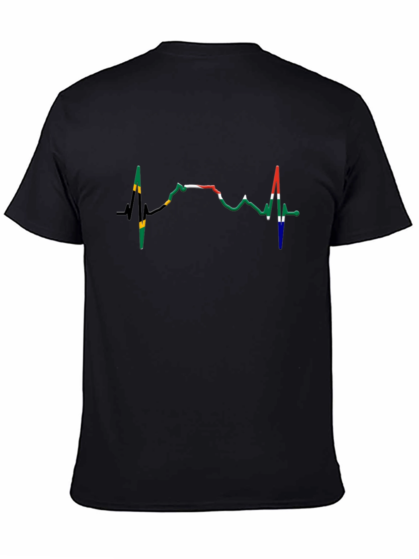 South Africa Heartbeat T-Shirt - Black Crew Neck Tee