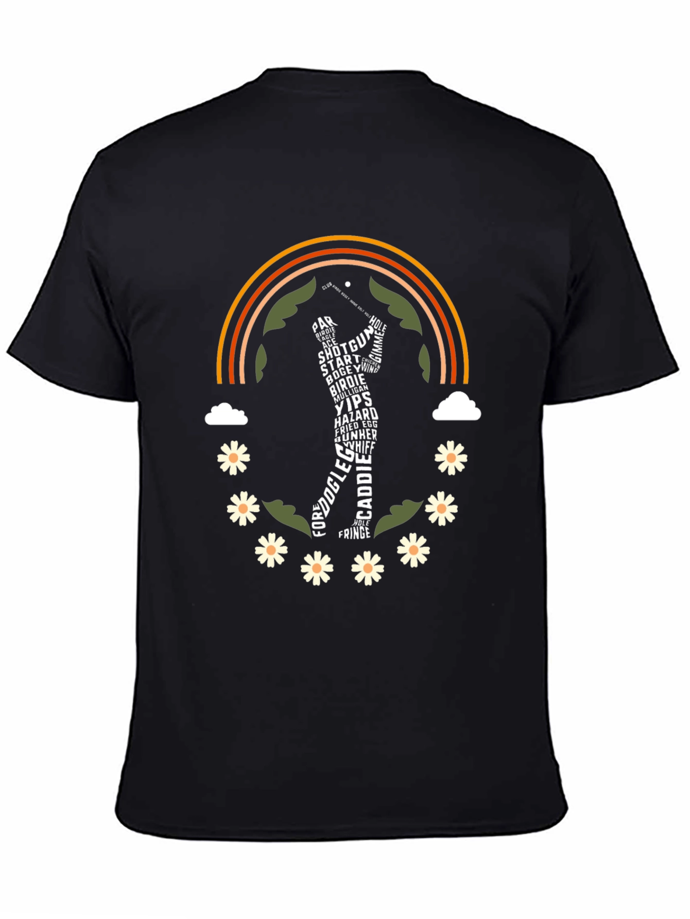 Golf Word Art Rainbow Graphic Tee